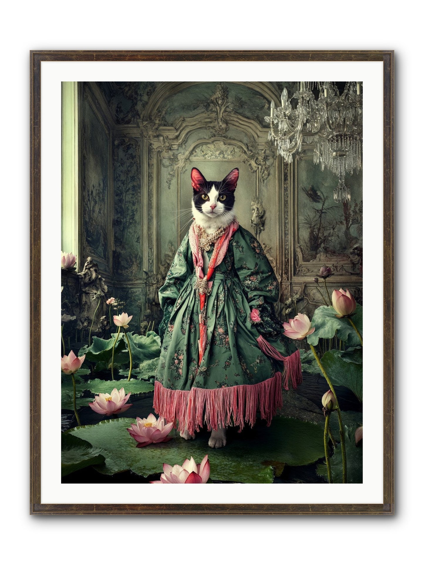 Lotus Light Dancing Framed Print - Slimwoods Black/Gold 30x40