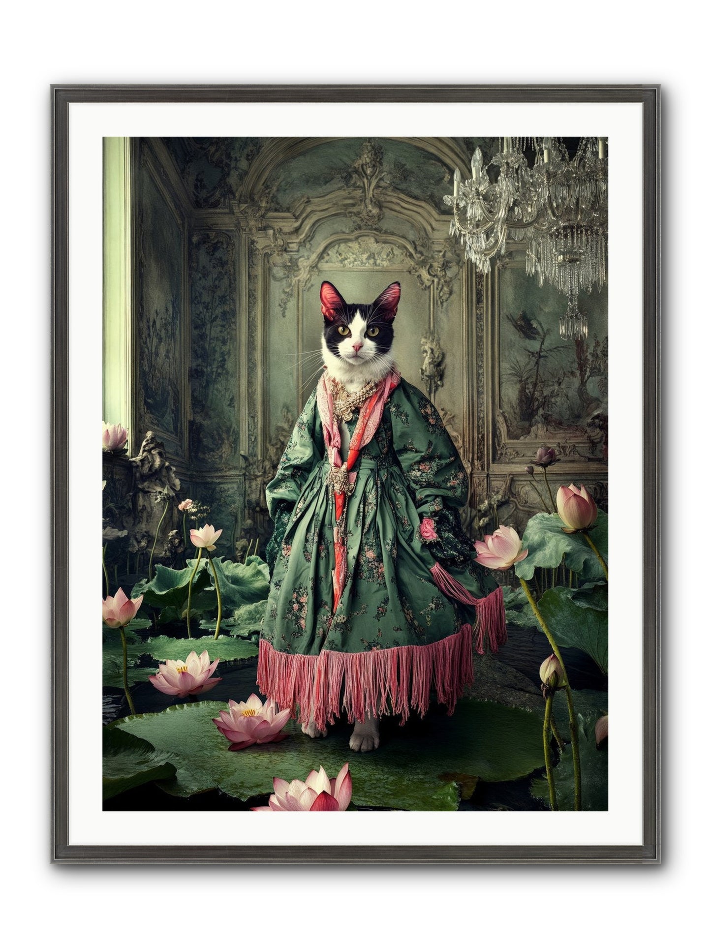 Lotus Light Dancing Framed Print - Slimwoods Black/Silver 30x40