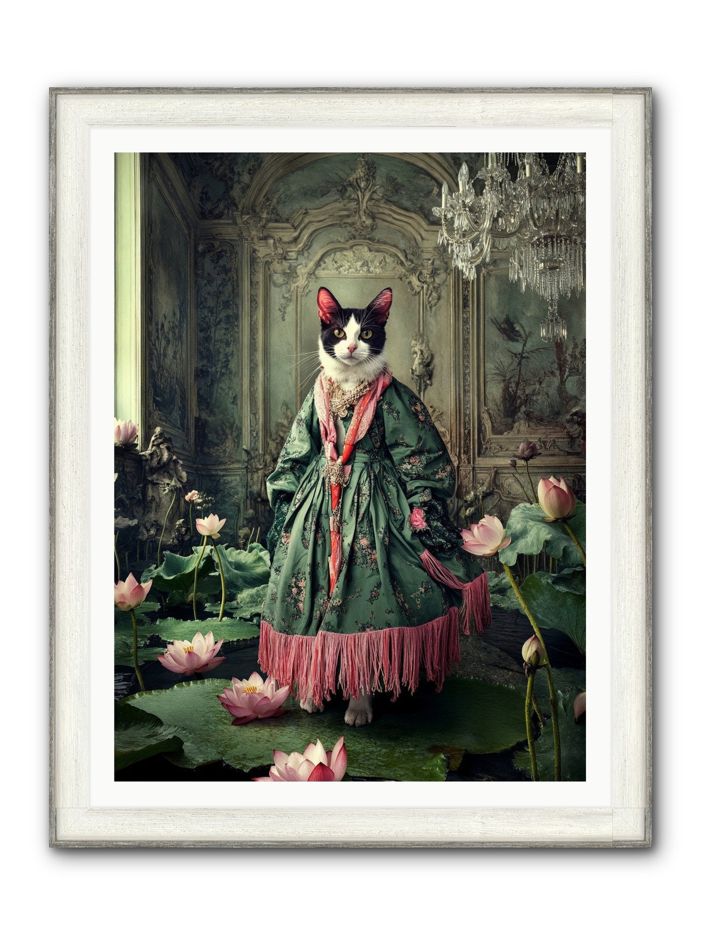 Lotus Light Dancing Framed Print - Driftwood White 36x48