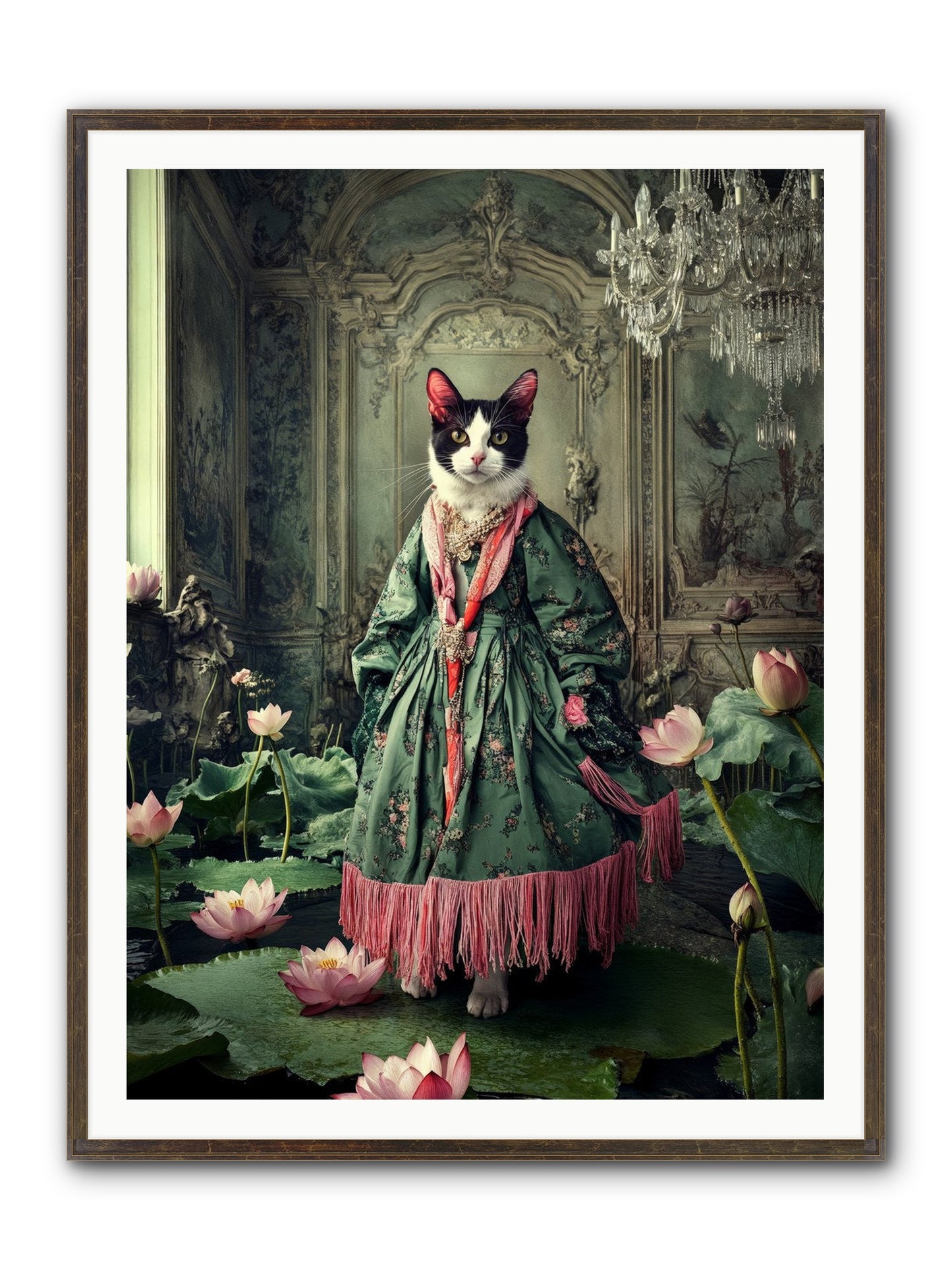Lotus Light Dancing Framed Print - Slimwoods Black/Gold 36x48