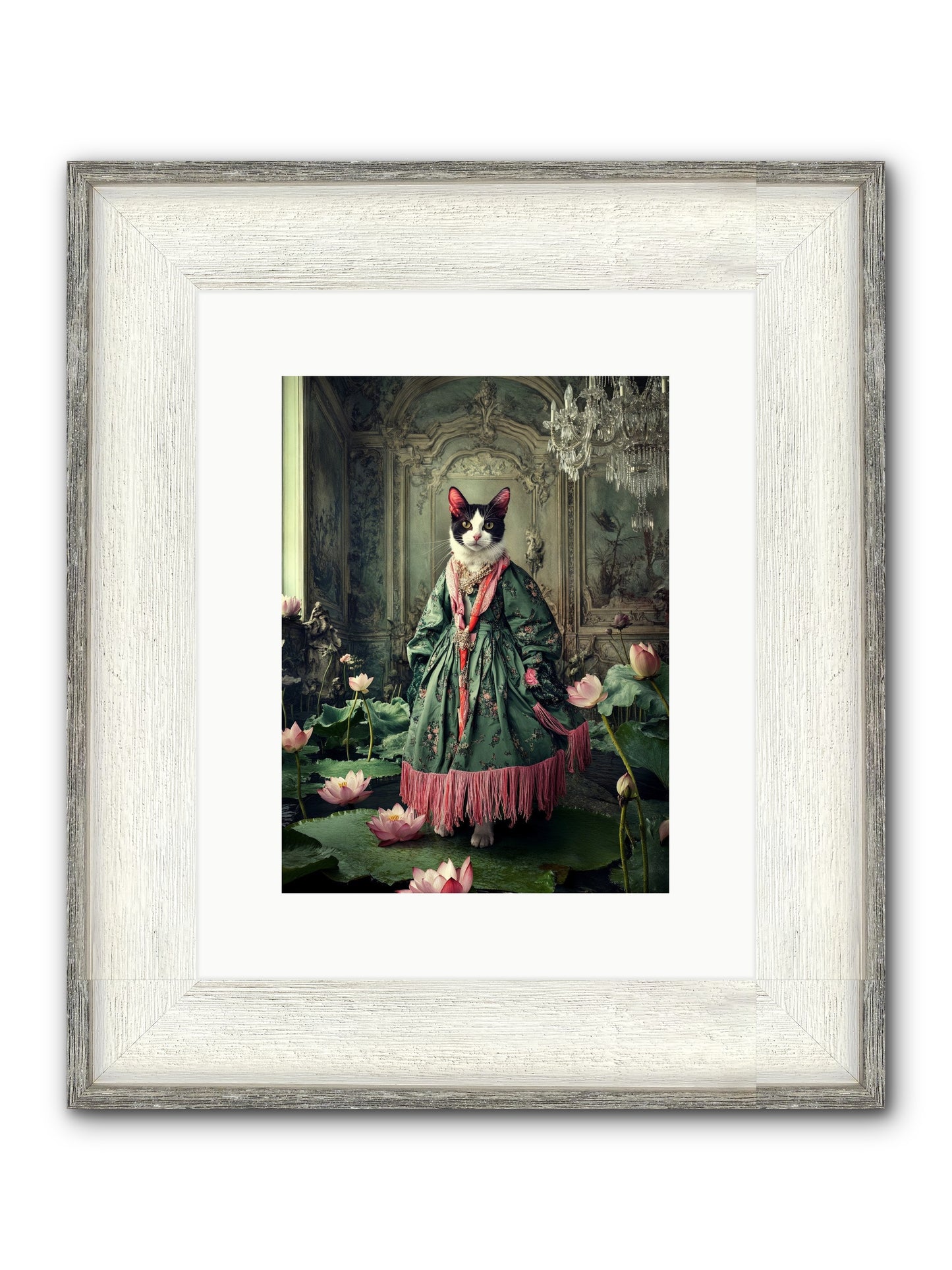 Lotus Light Dancing Framed Print - Driftwood White 9x12