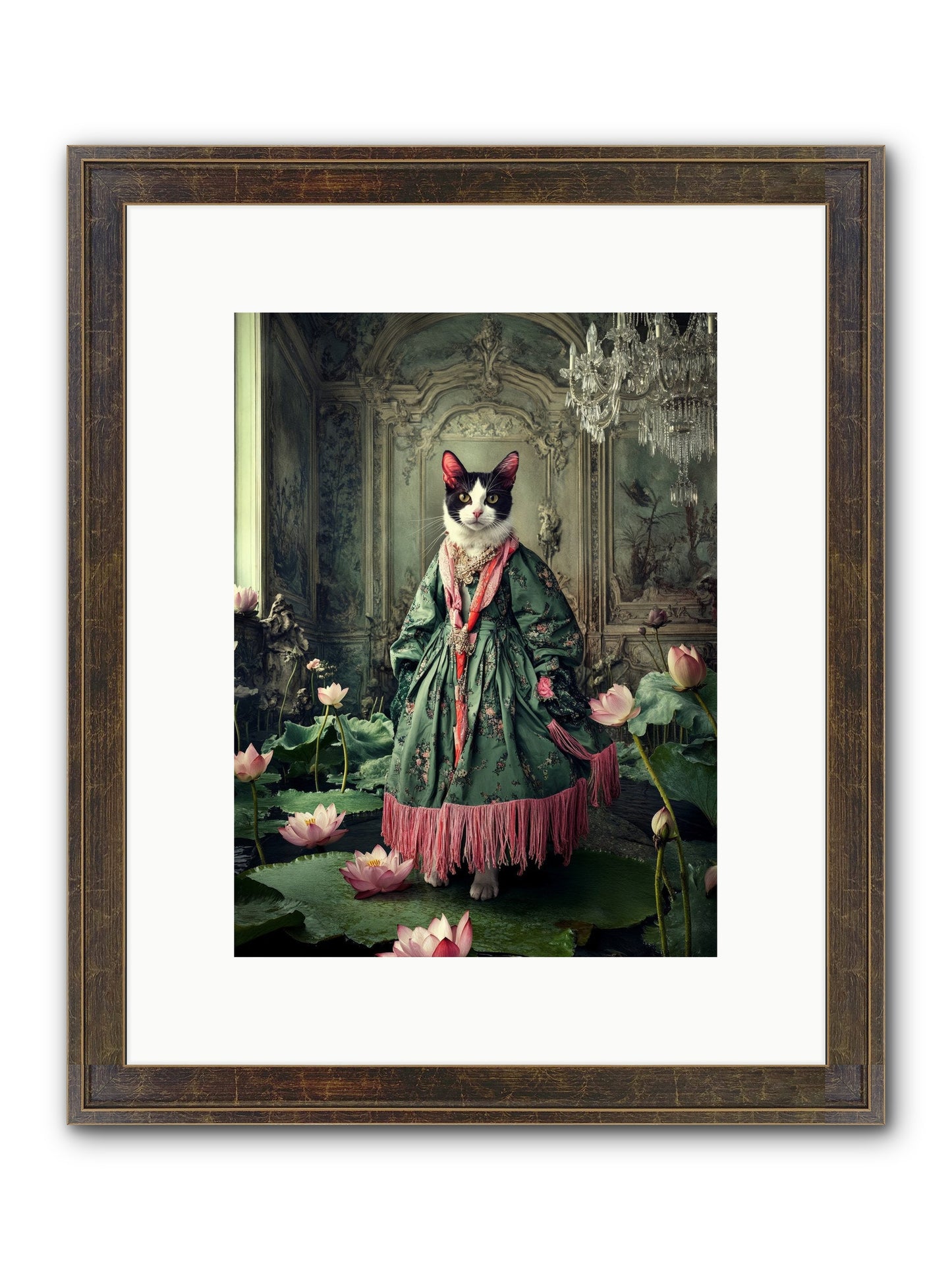 Lotus Light Dancing Framed Print - Slimwoods Black/Gold 9x12