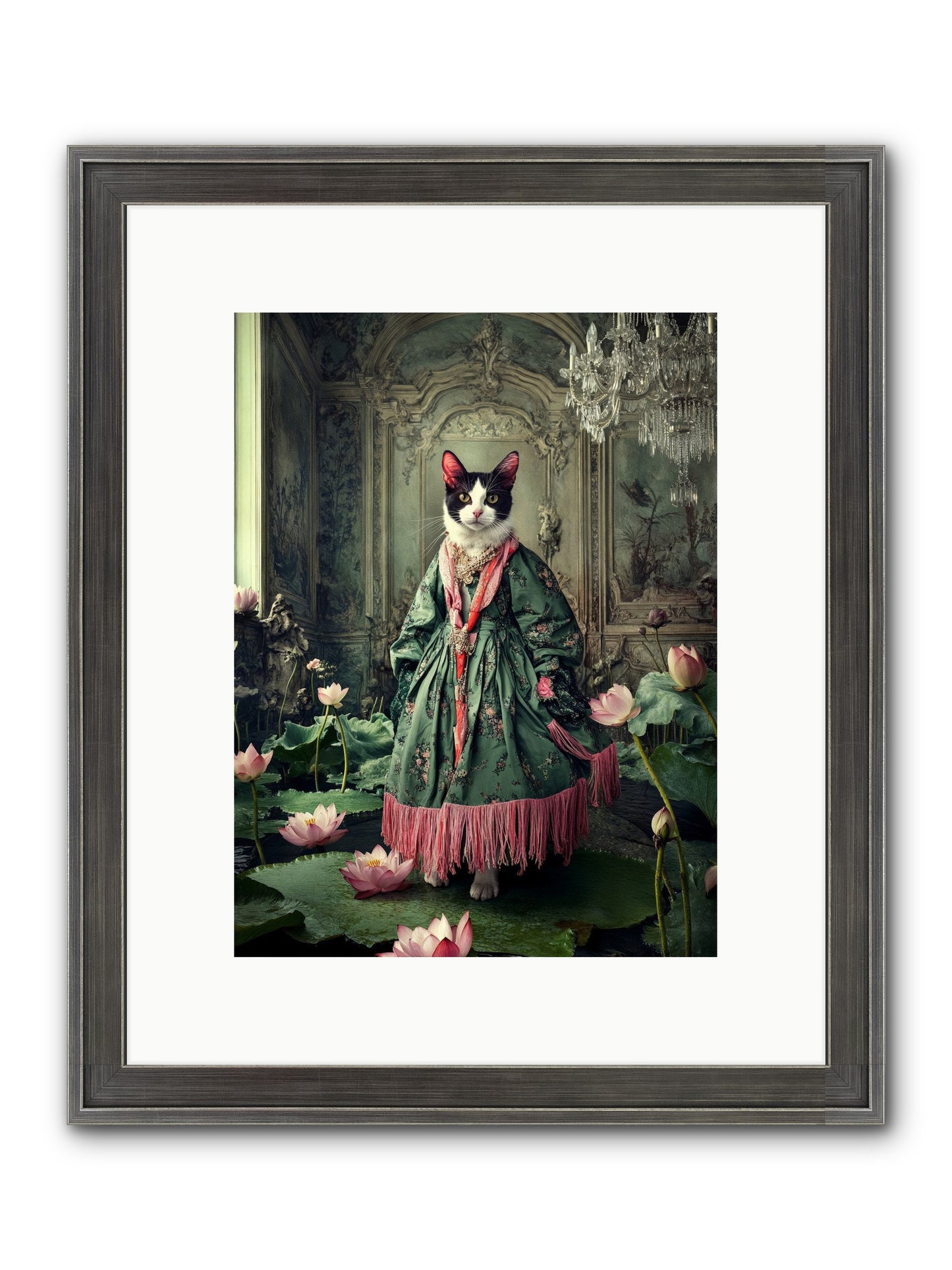 Lotus Light Dancing Framed Print - Slimwoods Black/Silver 9x12