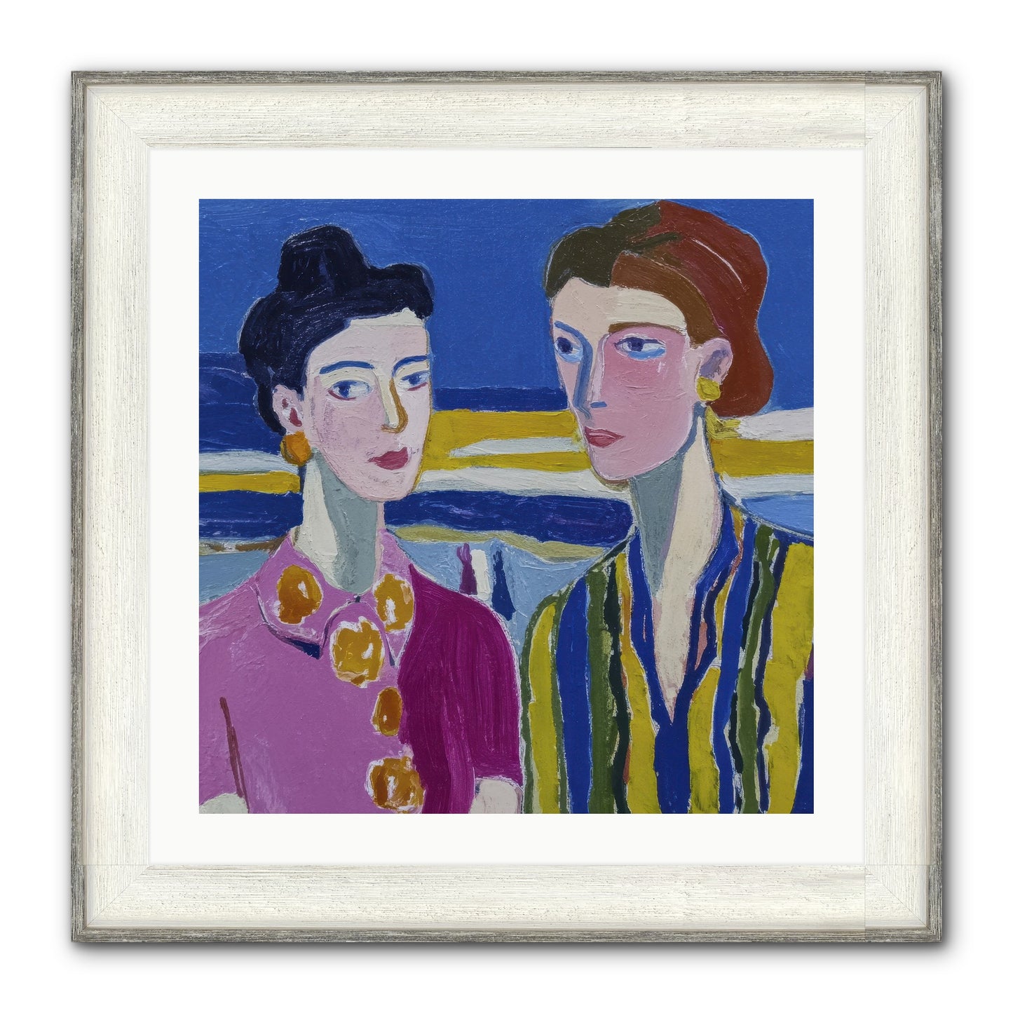 Love Needed No Translation Framed Print - Driftwood White 24x24