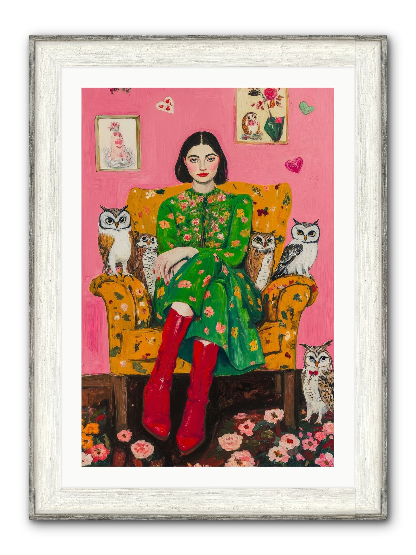 Love Notes & Night WIngs Framed Print - Driftwood White 24x36