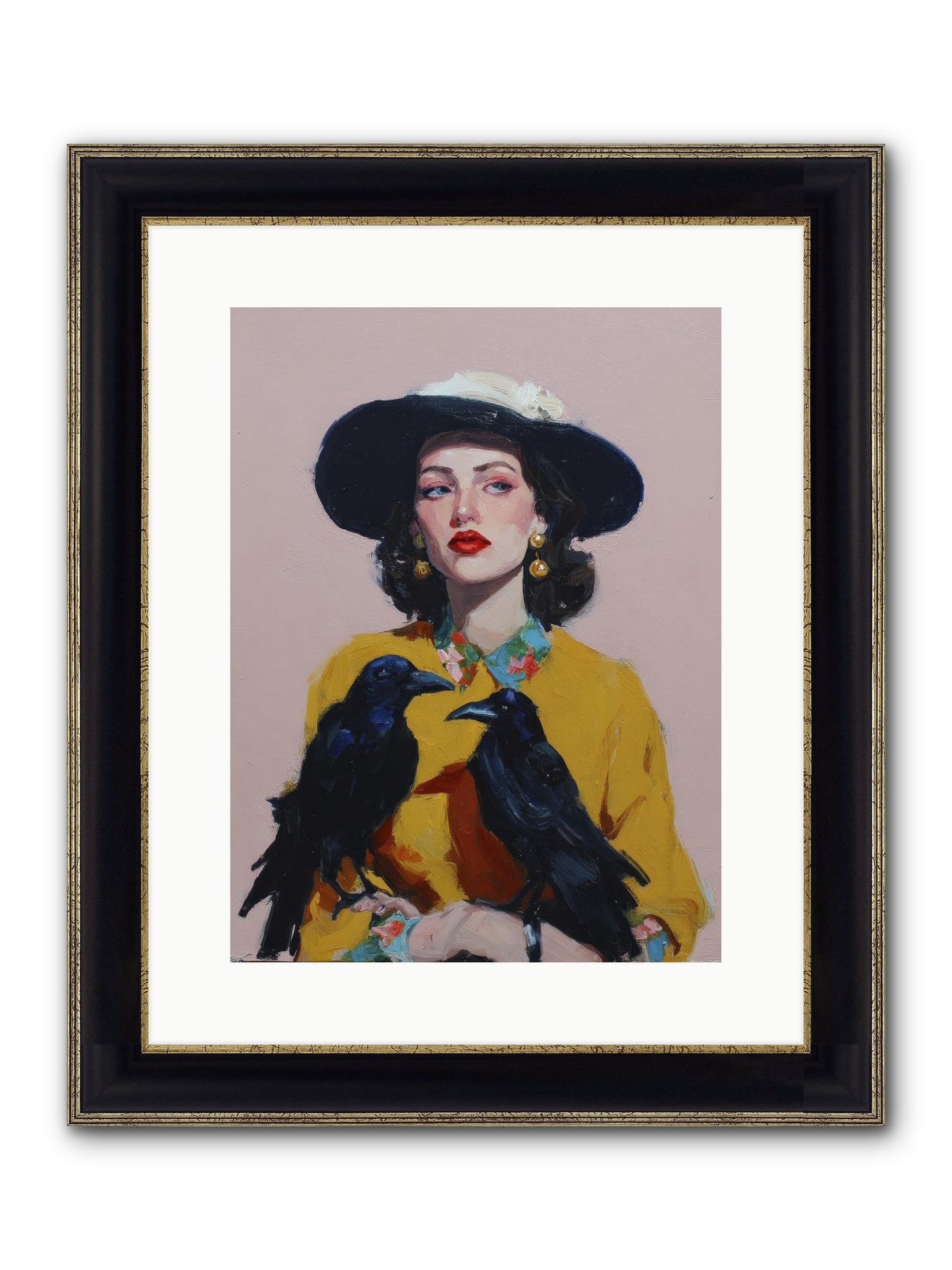 Loyalty Came In Black Feathers Framed Print - Black & Gold 12x16