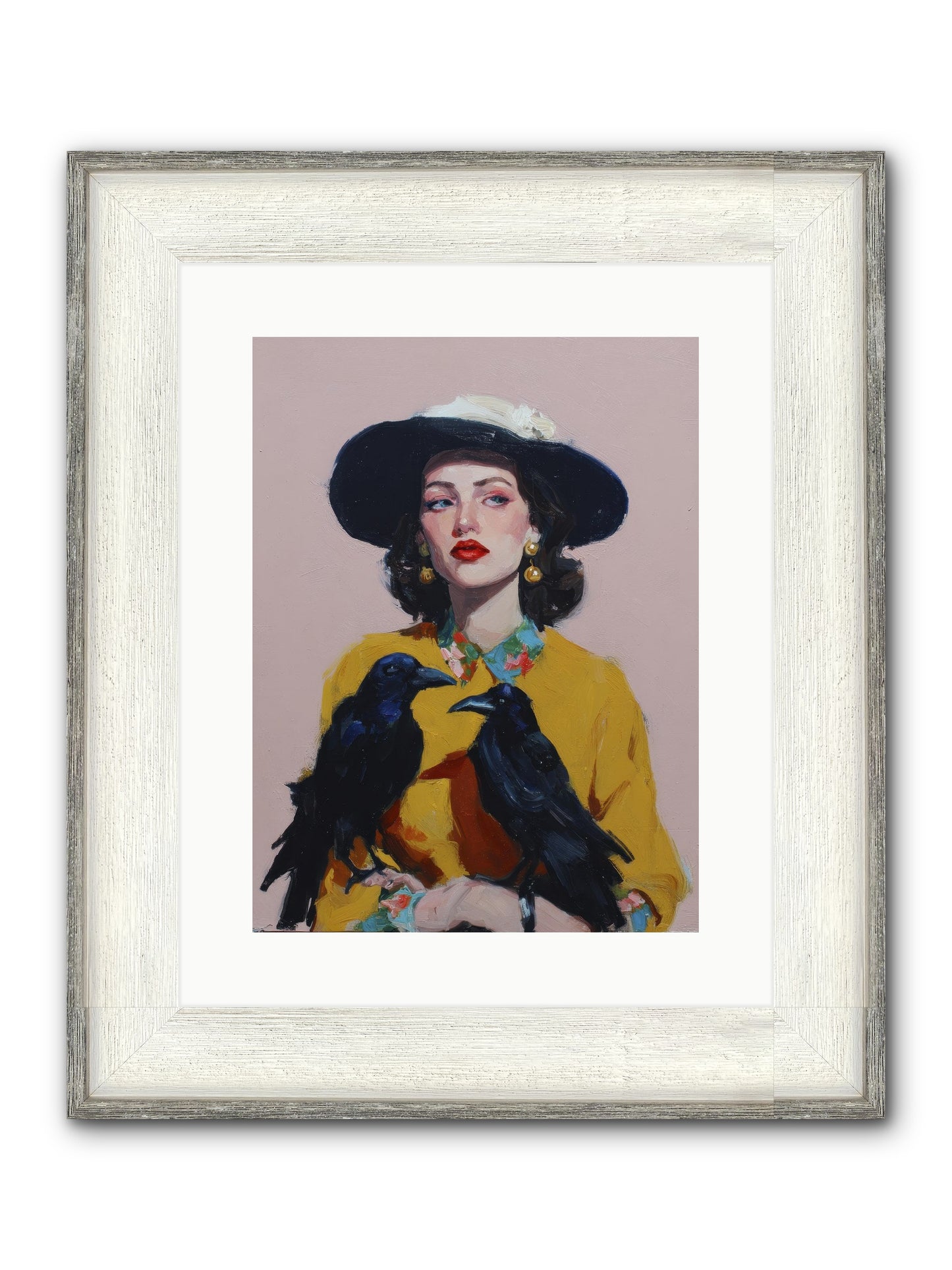 Loyalty Came In Black Feathers Framed Print - Driftwood White 12x16