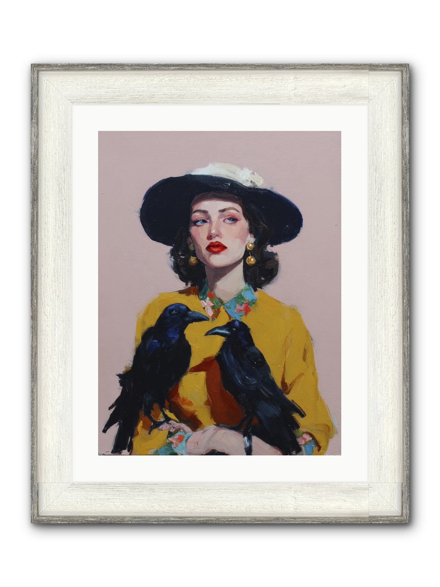 Loyalty Came In Black Feathers Framed Print - Driftwood White 18x24