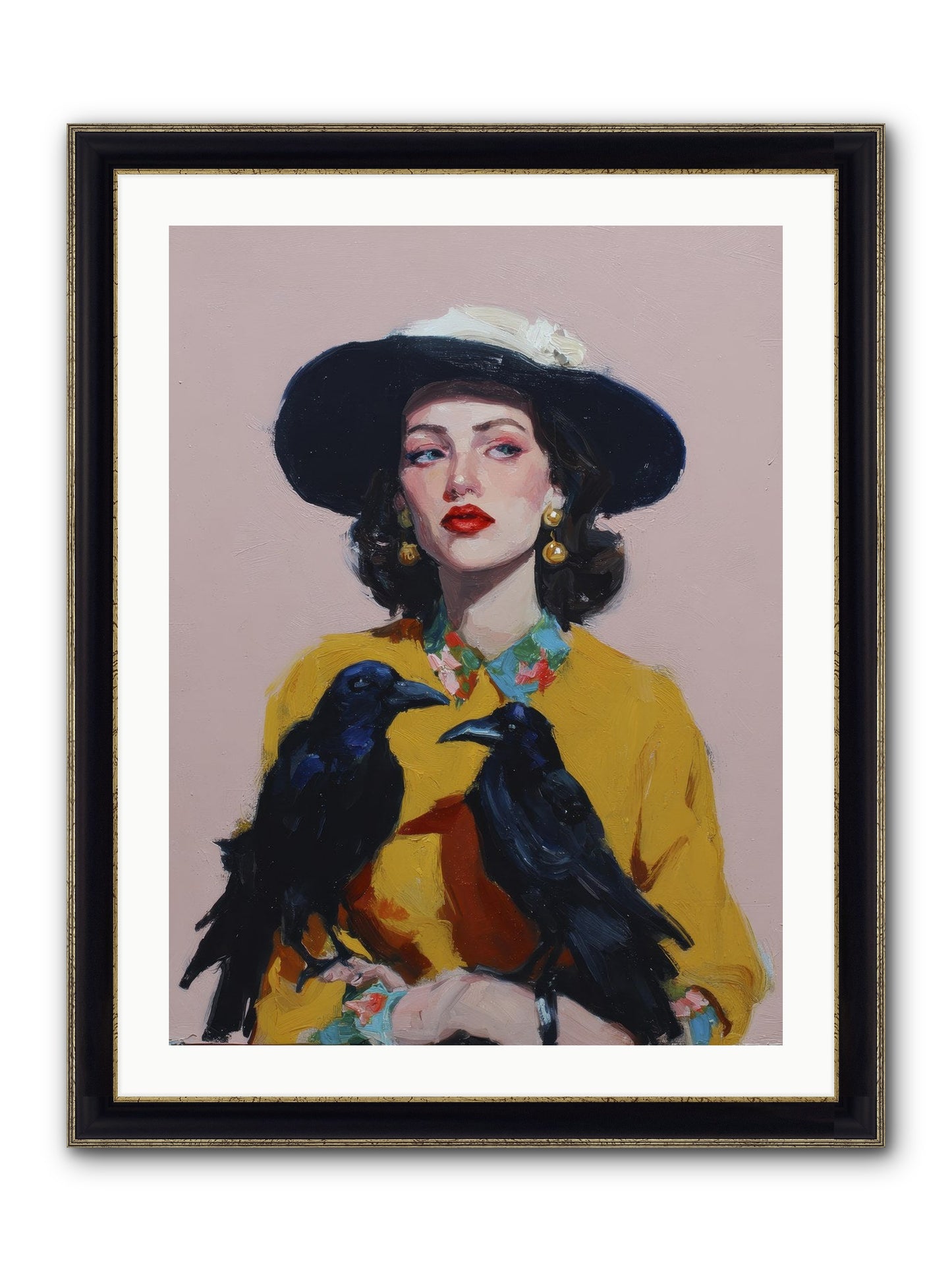 Loyalty Came In Black Feathers Framed Print - Black & Gold 24x32