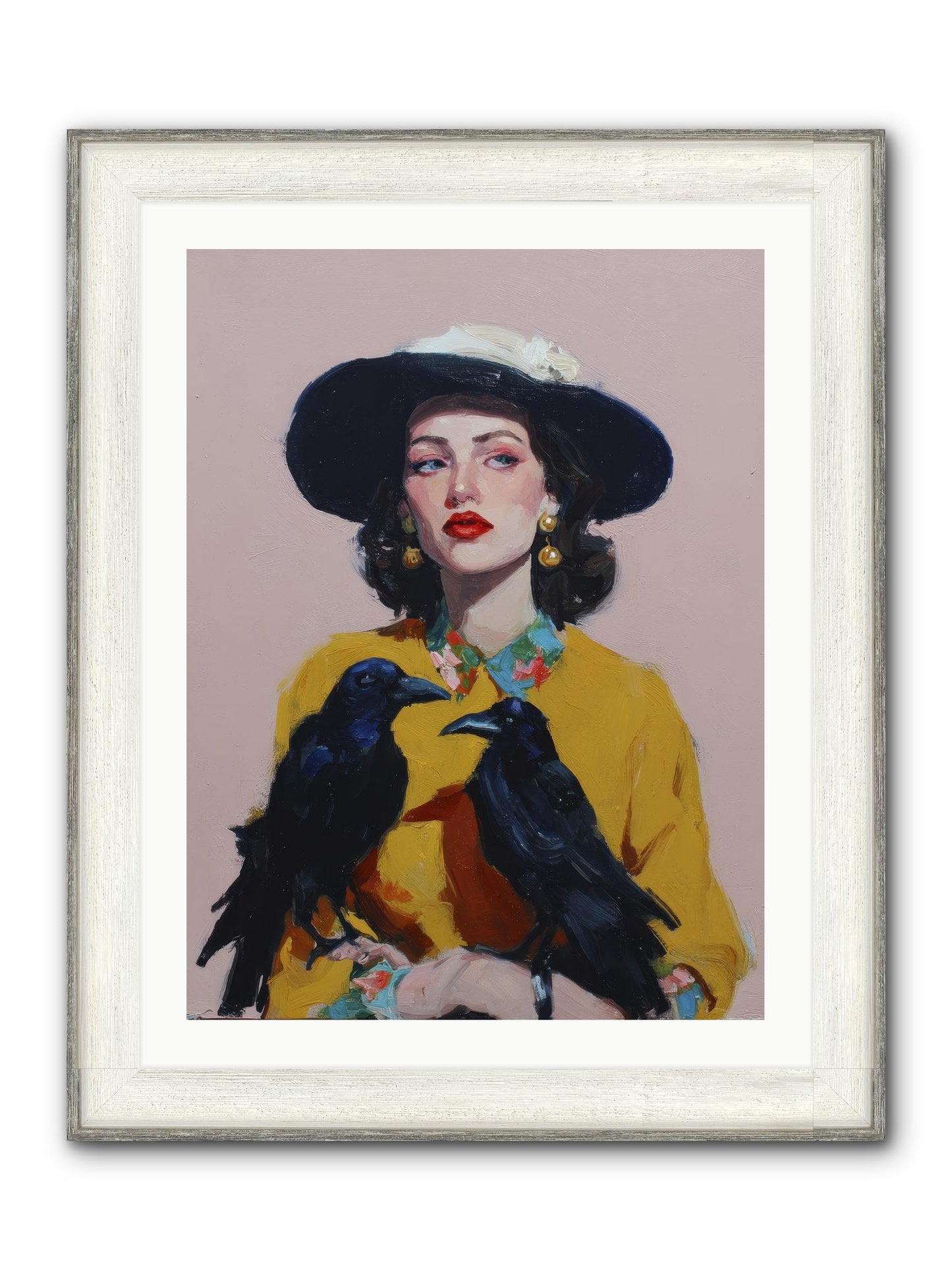 Loyalty Came In Black Feathers Framed Print - Driftwood White 24x32