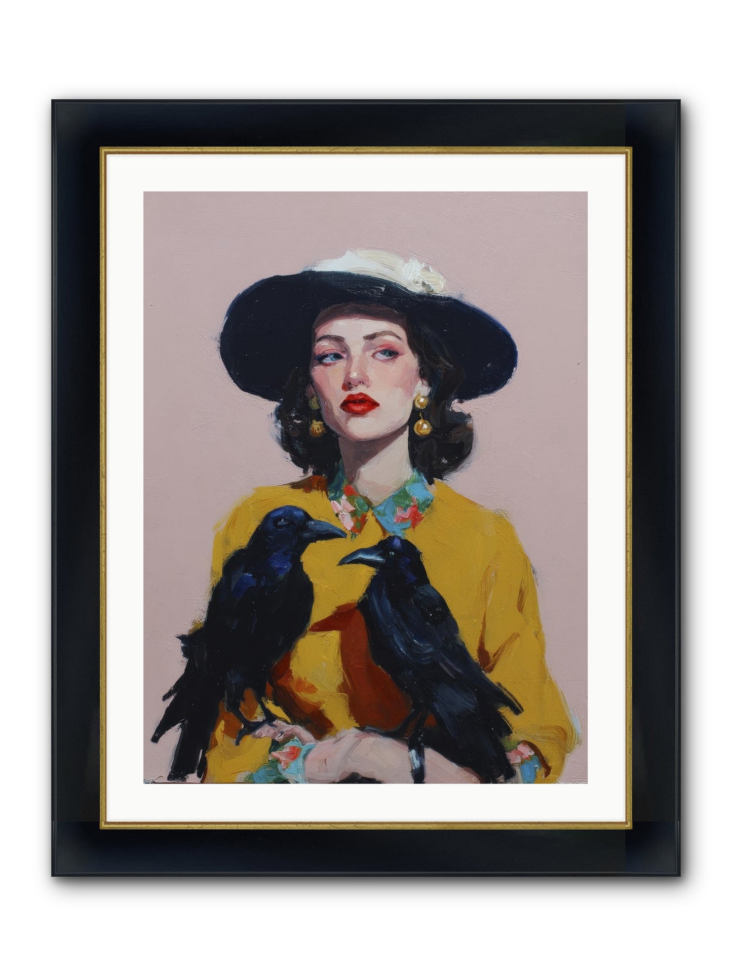 Loyalty Came In Black Feathers Framed Print - Wide Black w/Gold 24x32