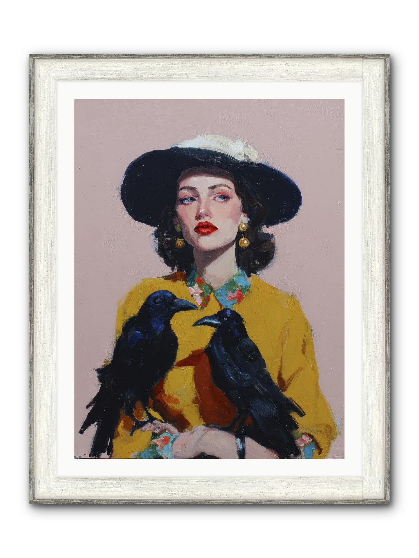 Loyalty Came In Black Feathers Framed Print - Driftwood White 30x40
