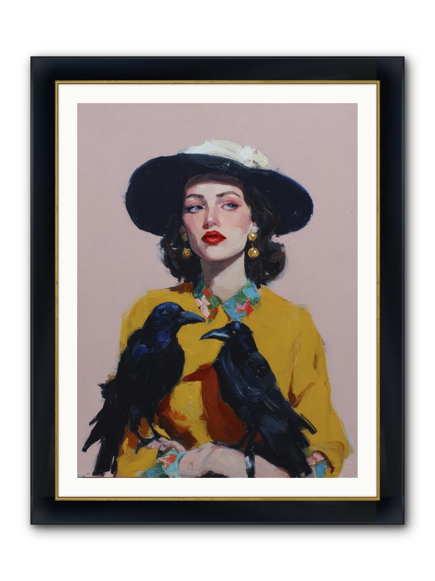 Loyalty Came In Black Feathers Framed Print - Wide Black w/Gold 30x40