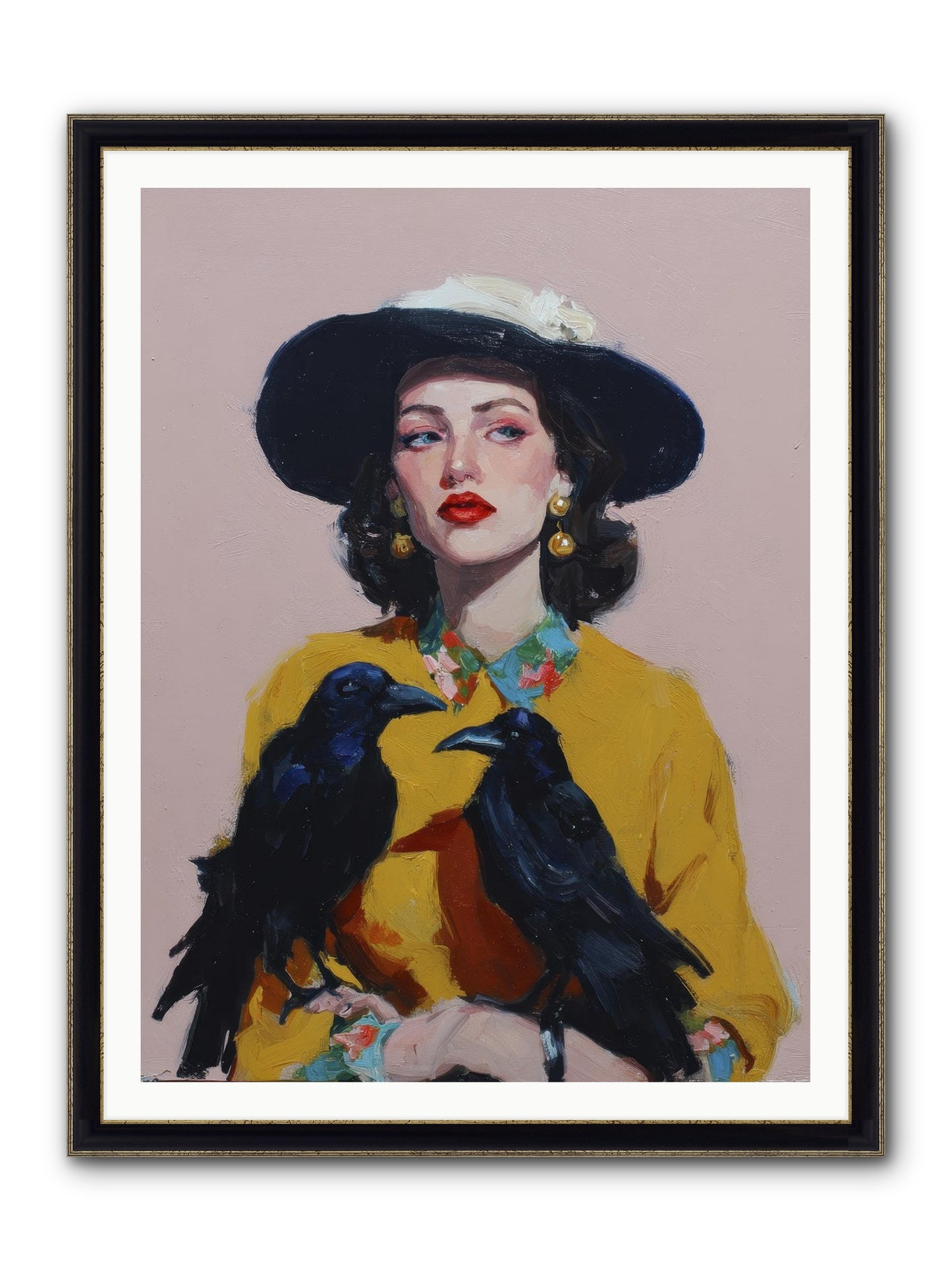 Loyalty Came In Black Feathers Framed Print - Black & Gold 36x48