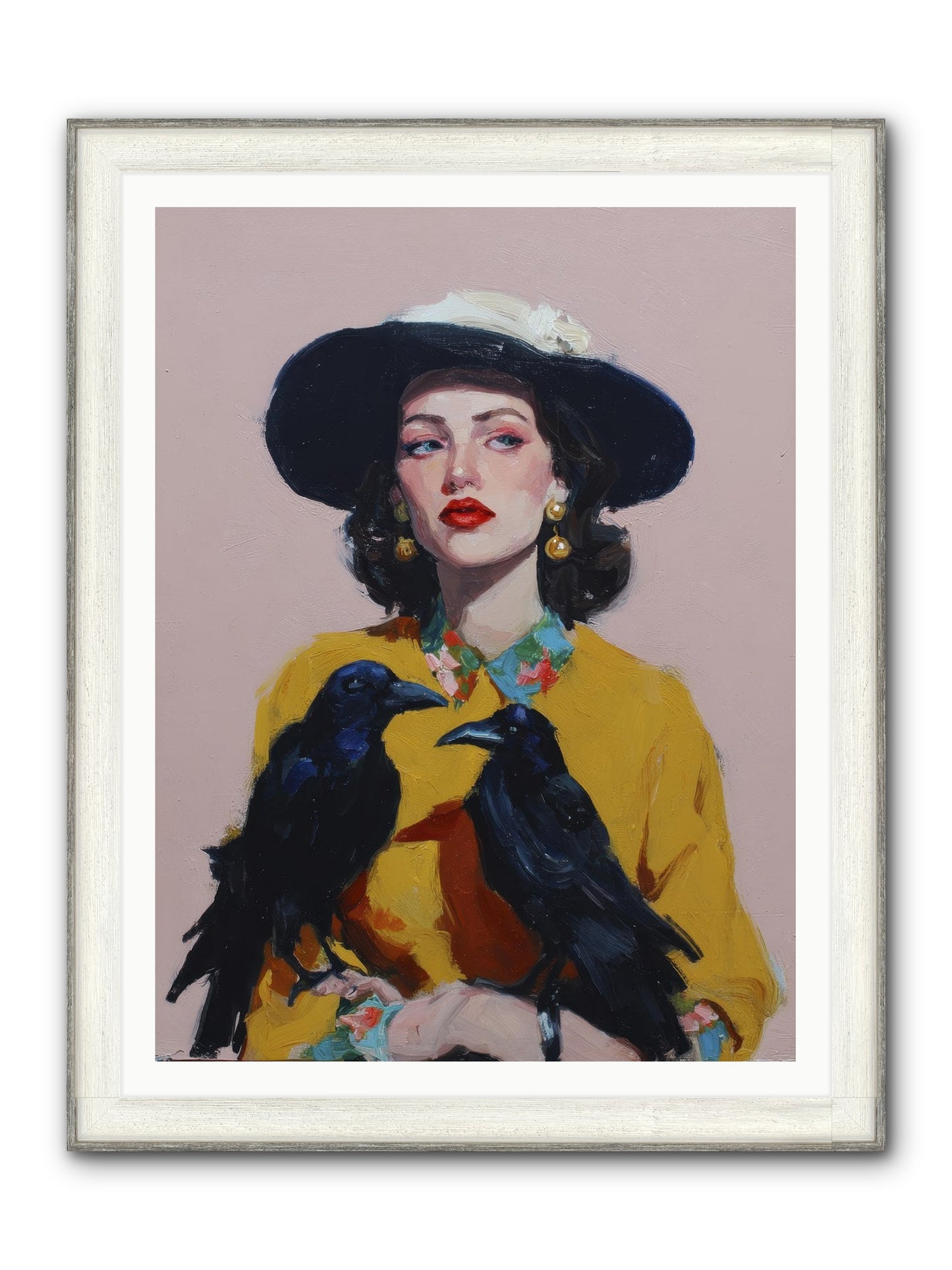 Loyalty Came In Black Feathers Framed Print - Driftwood White 36x48