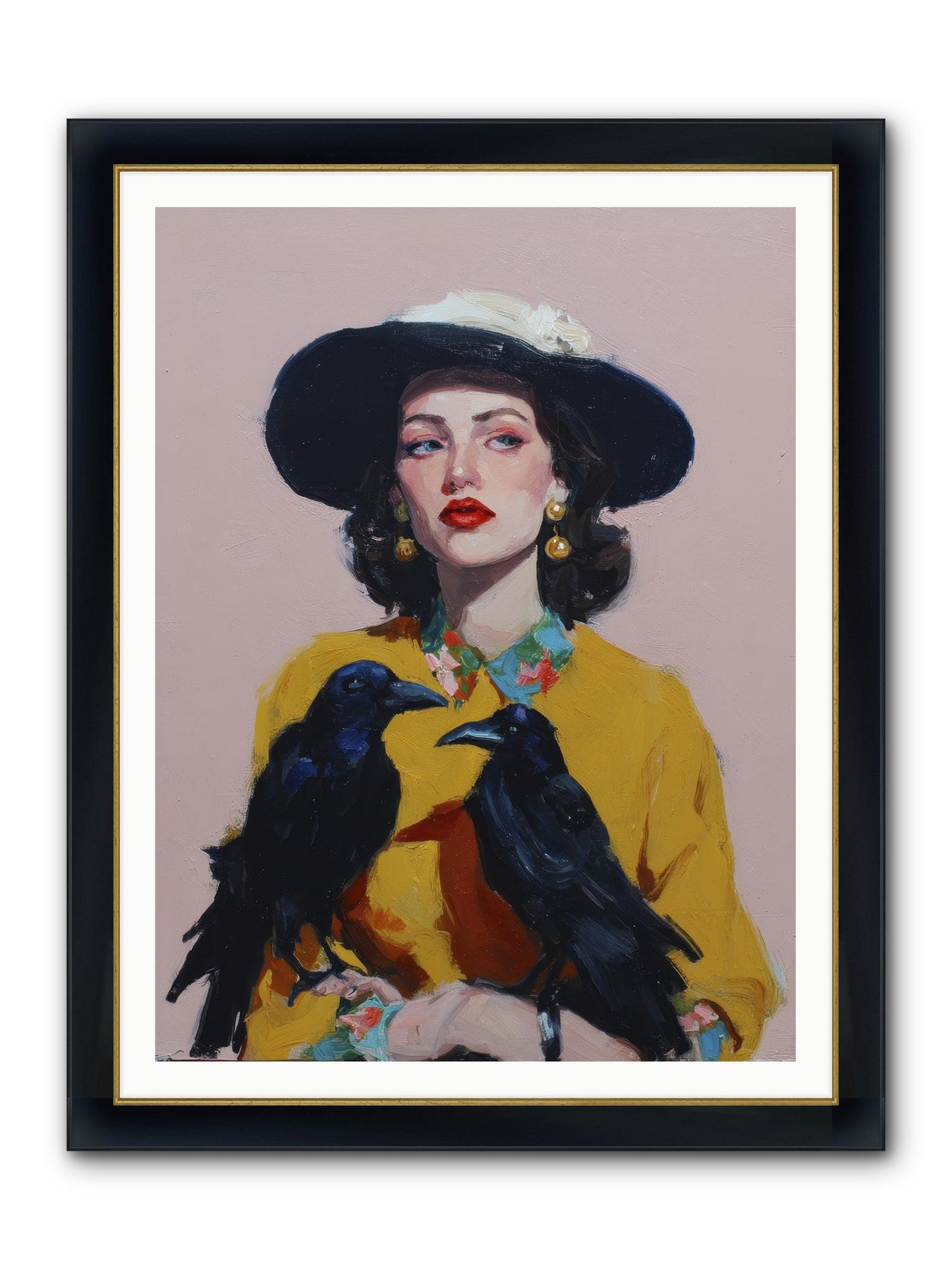 Loyalty Came In Black Feathers Framed Print - Wide Black w/Gold 36x48