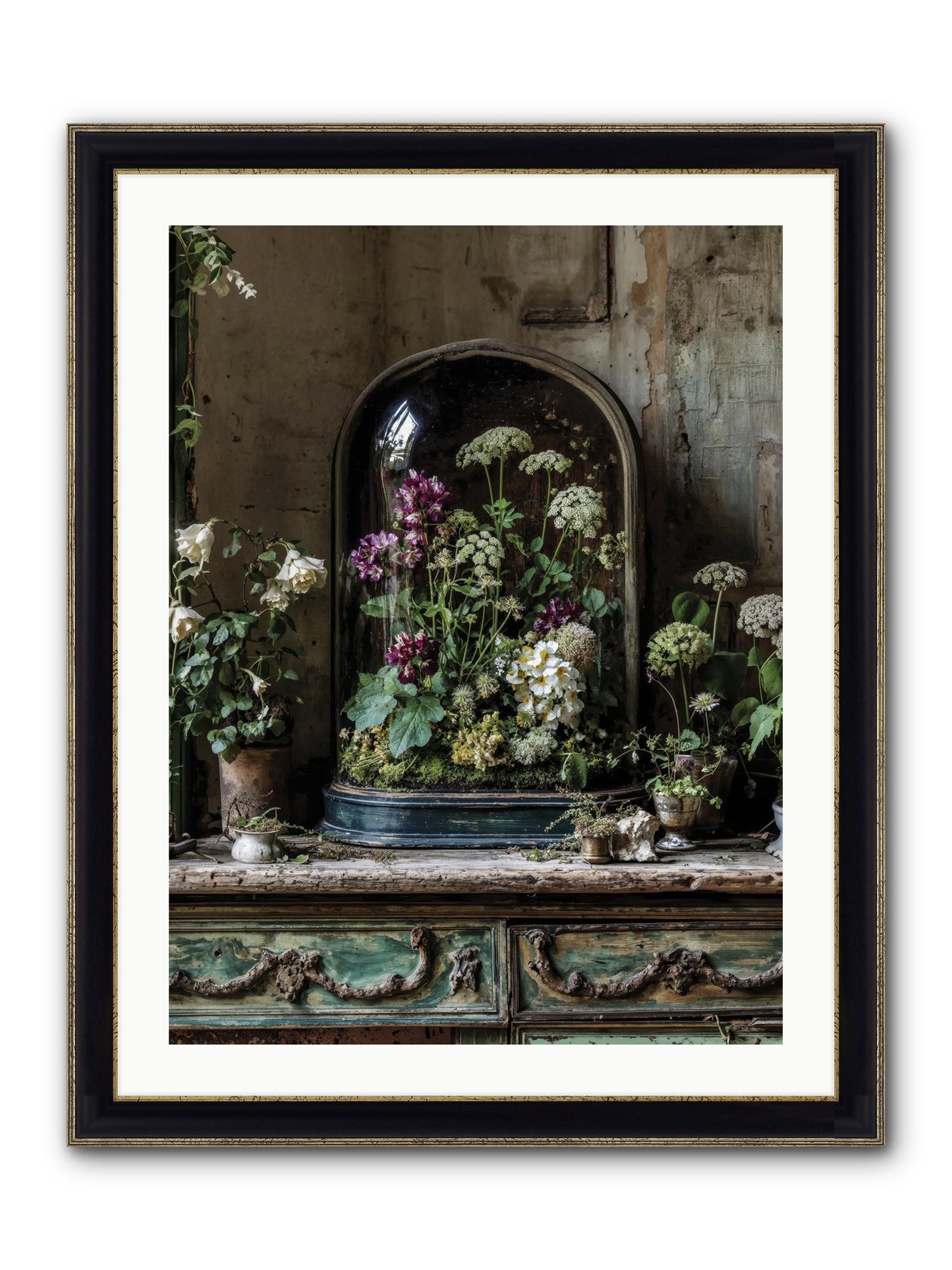 Lucid Dream Conservatory Framed Print - Black & Gold 24x32