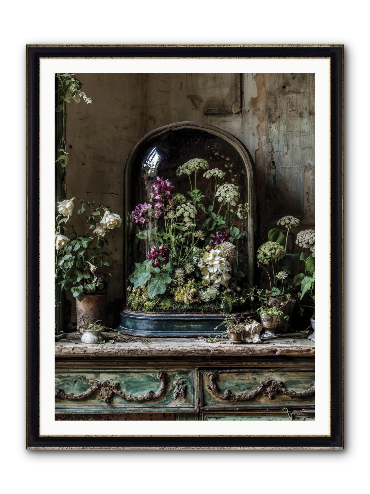 Lucid Dream Conservatory Framed Print - Black & Gold 36x48
