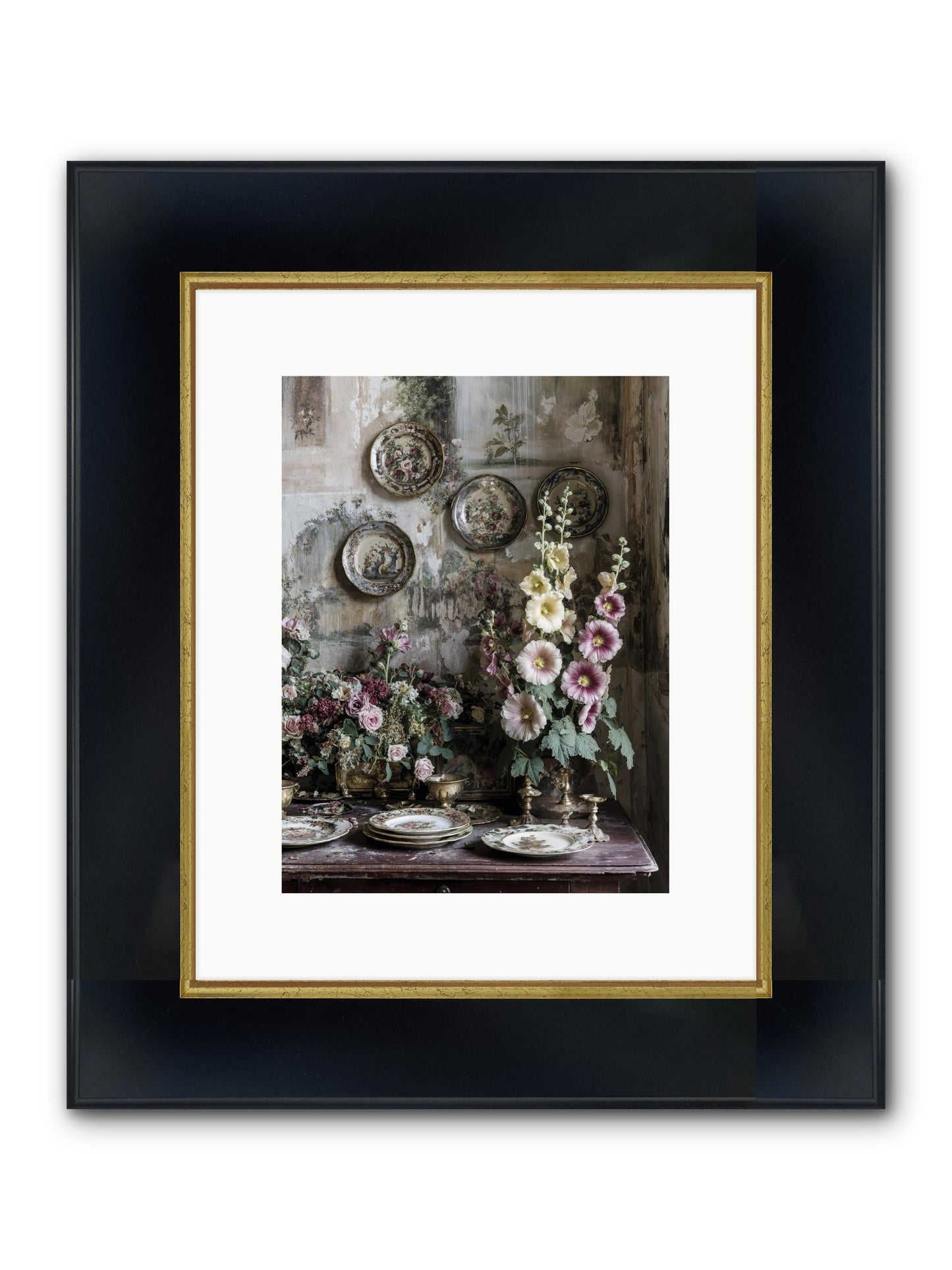 Lucille Framed Print - Wide Black w/Gold 9x12