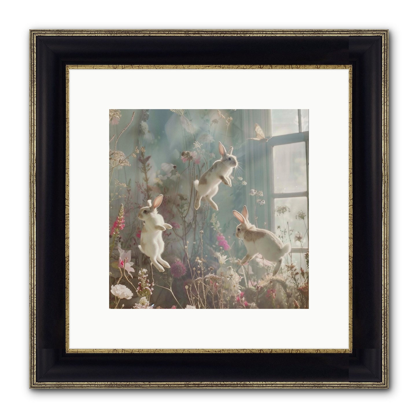 Luminous Glee Framed Print - Black & Gold 10x10