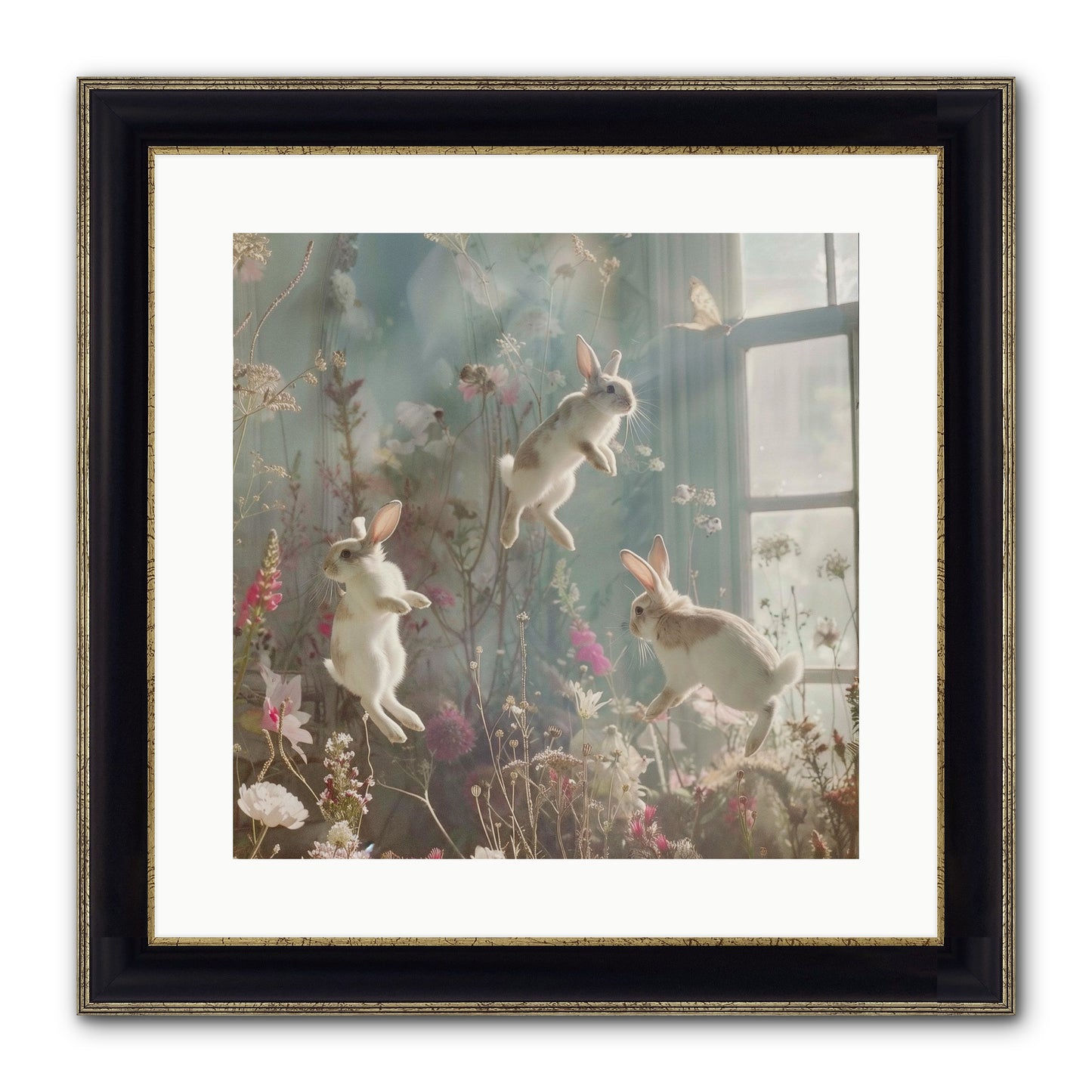 Luminous Glee Framed Print - Black & Gold 16x16