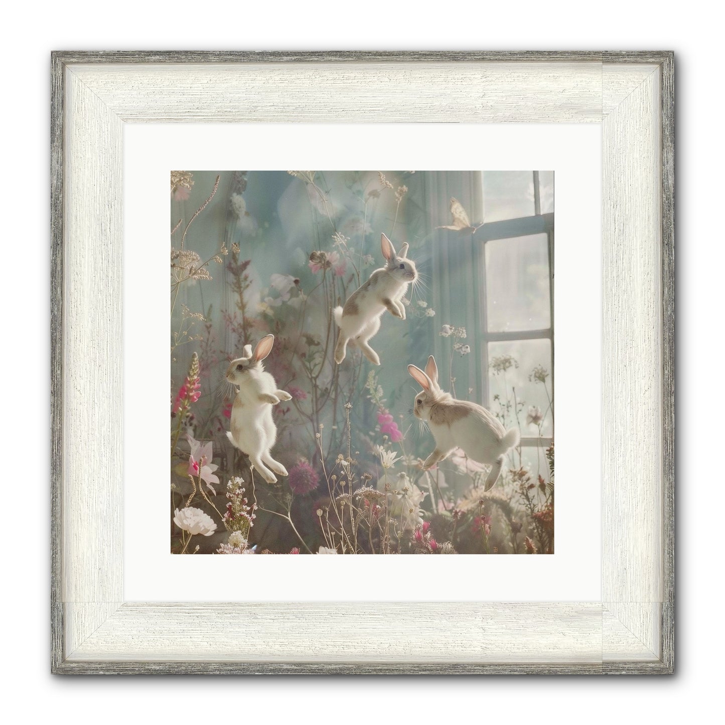 Luminous Glee Framed Print - Driftwood White 16x16