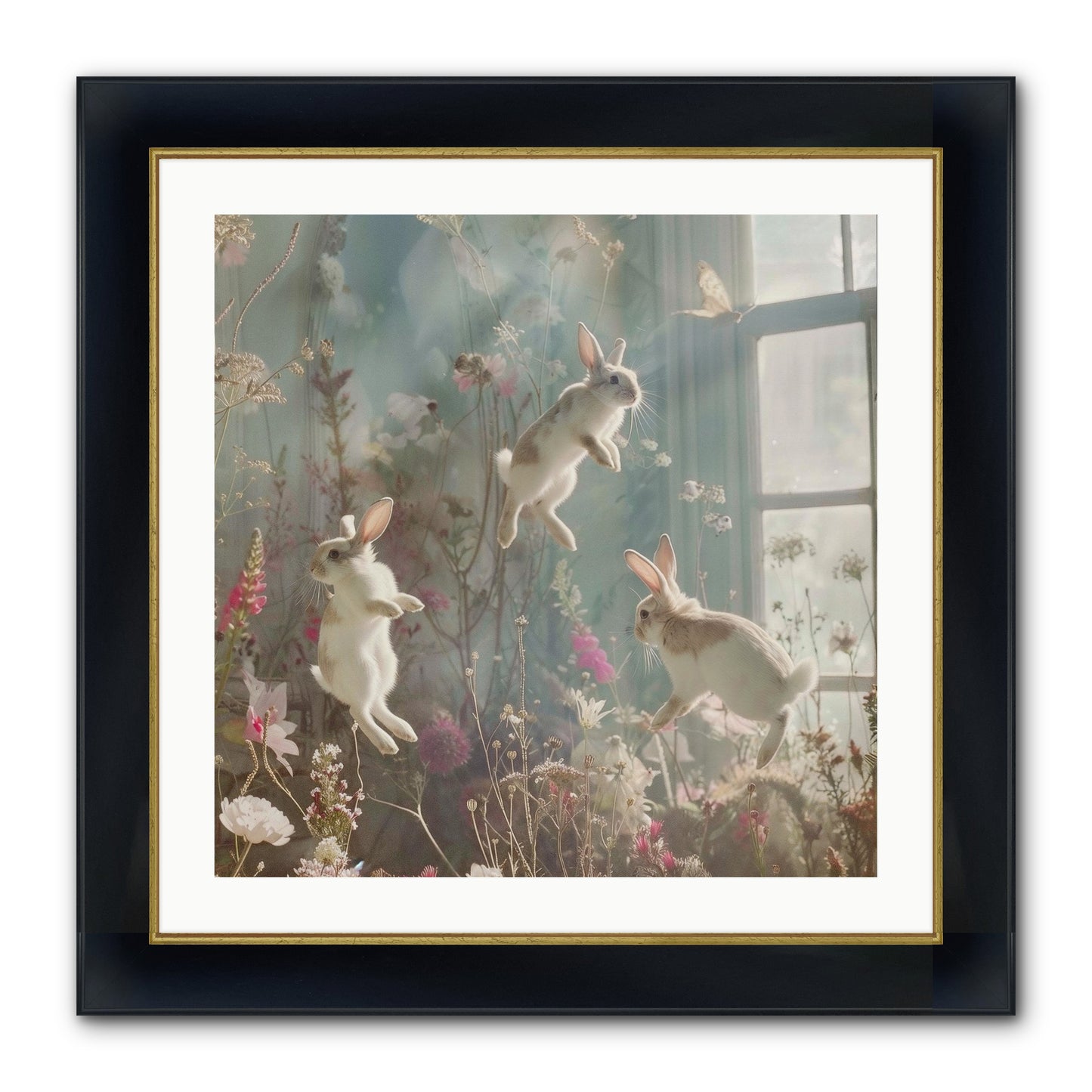 Luminous Glee Framed Print - Wide Black w/Gold 24x24