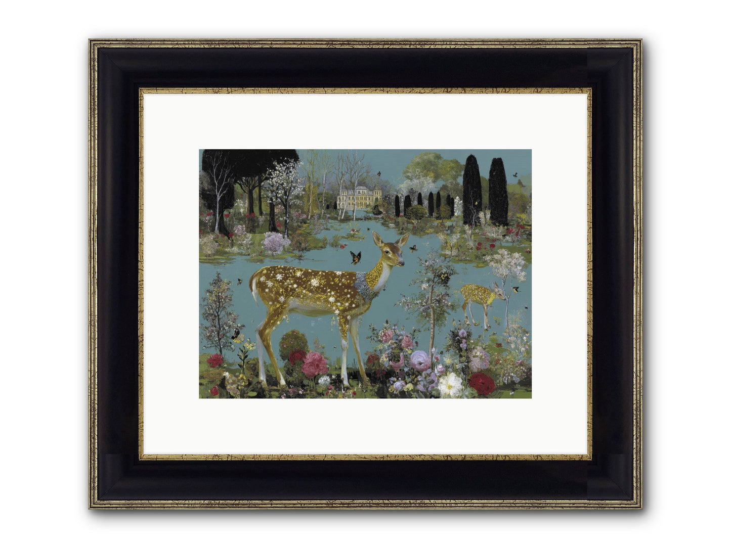 Luminous Whispers Framed Print - Black & Gold 12x9