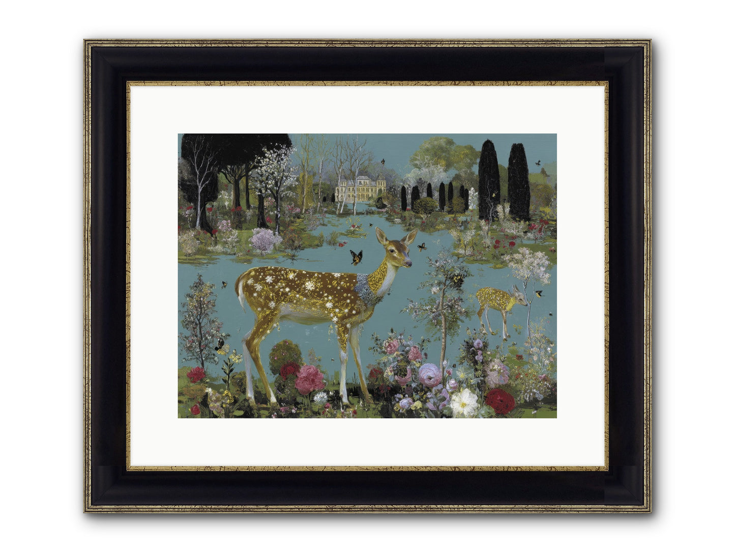Luminous Whispers Framed Print - Black & Gold 16x12
