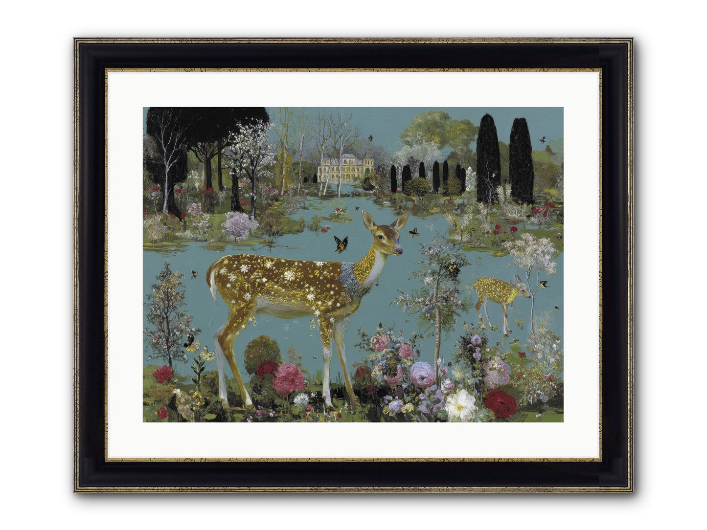 Luminous Whispers Framed Print - Black & Gold 24x18