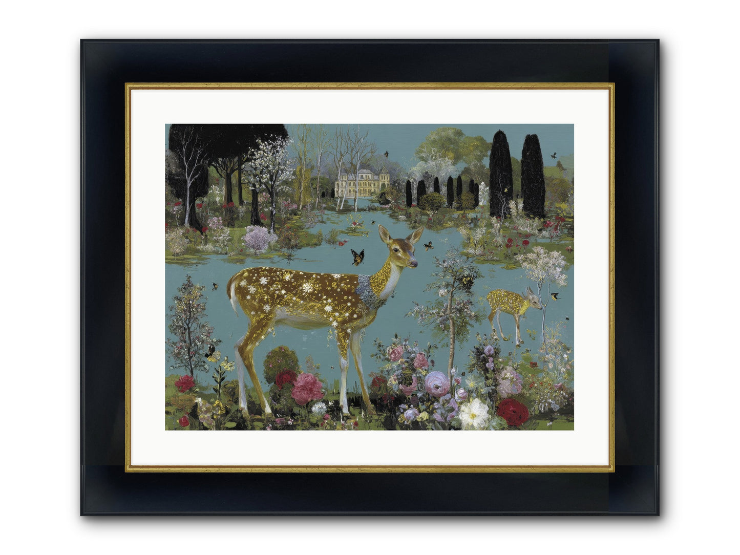 Luminous Whispers Framed Print - Wide Black w/Gold 24x18