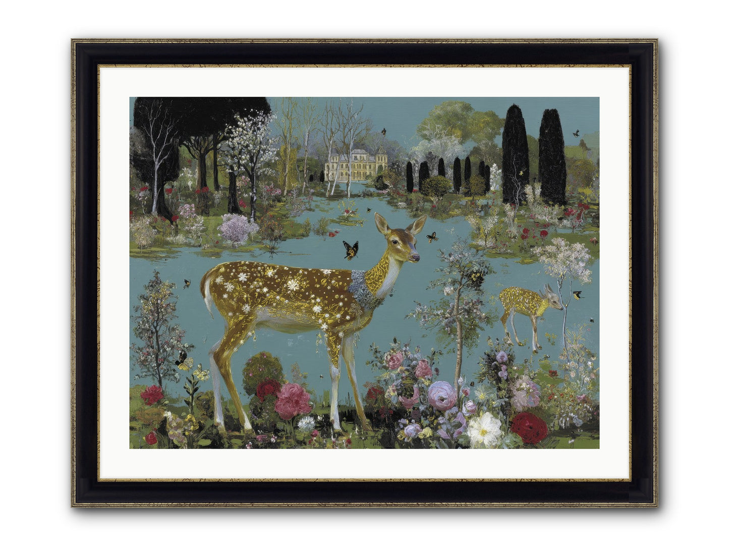 Luminous Whispers Framed Print - Black & Gold 32x24