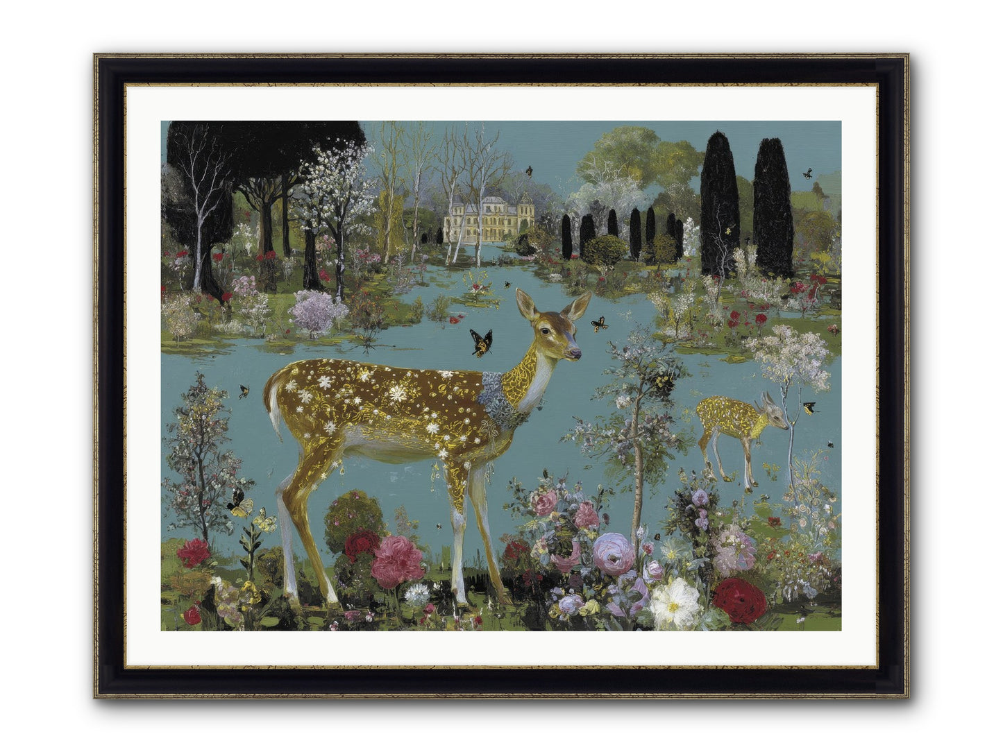 Luminous Whispers Framed Print - Black & Gold 40x30