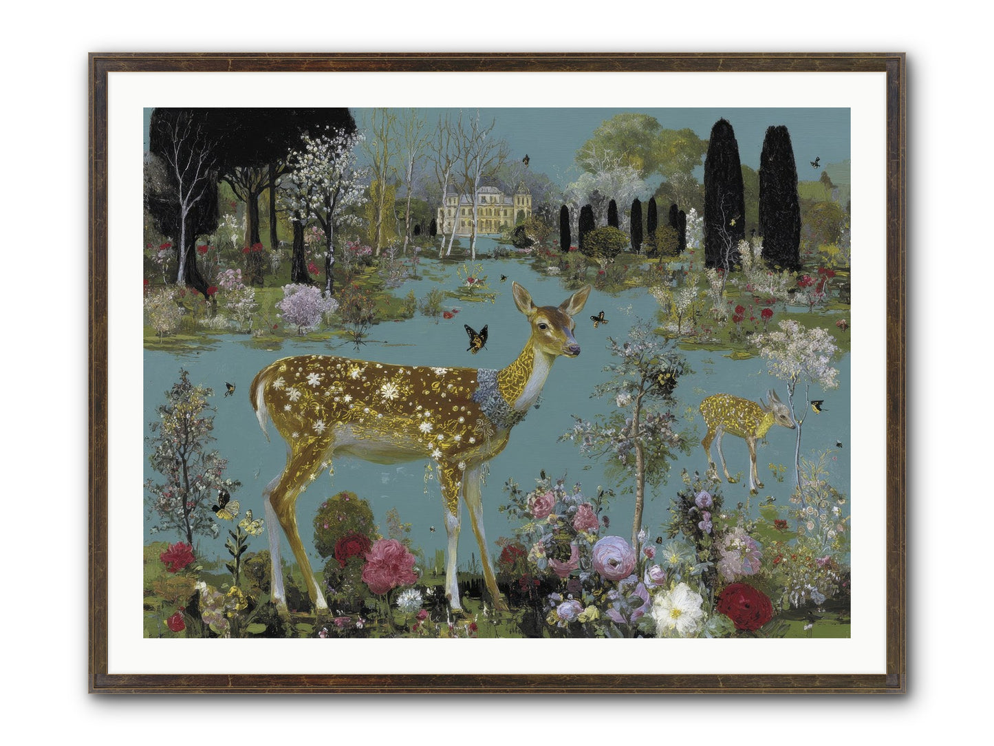 Luminous Whispers Framed Print - Slimwoods Black/Gold 40x30