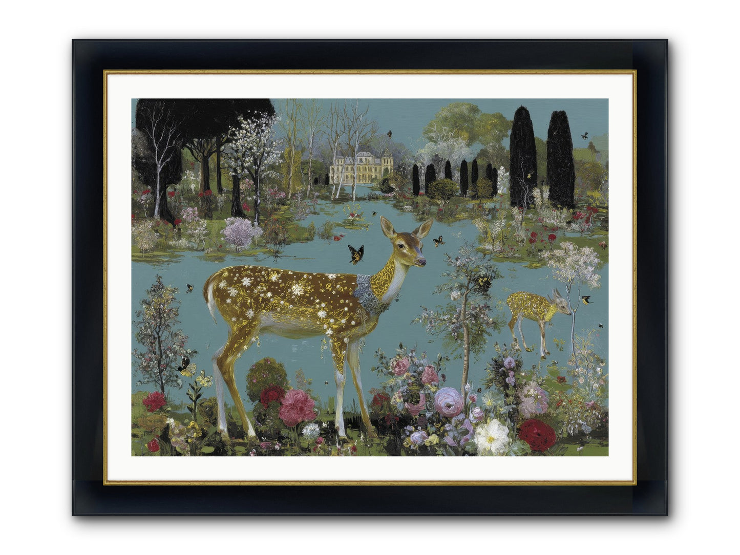 Luminous Whispers Framed Print - Wide Black w/Gold 40x30