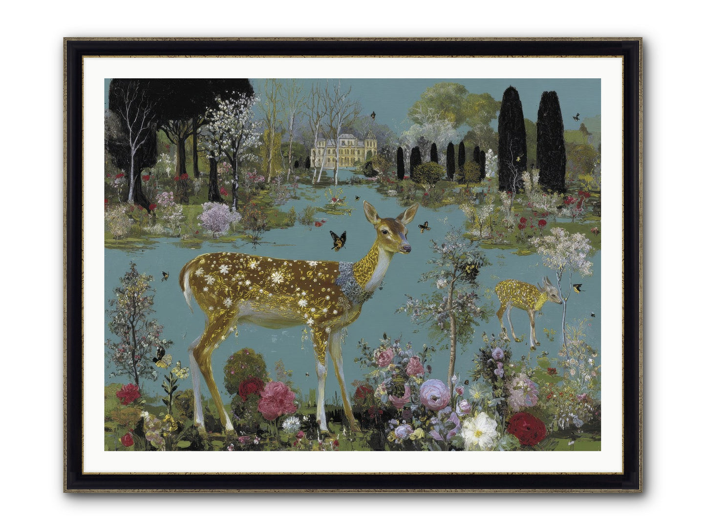 Luminous Whispers Framed Print - Black & Gold 48x36