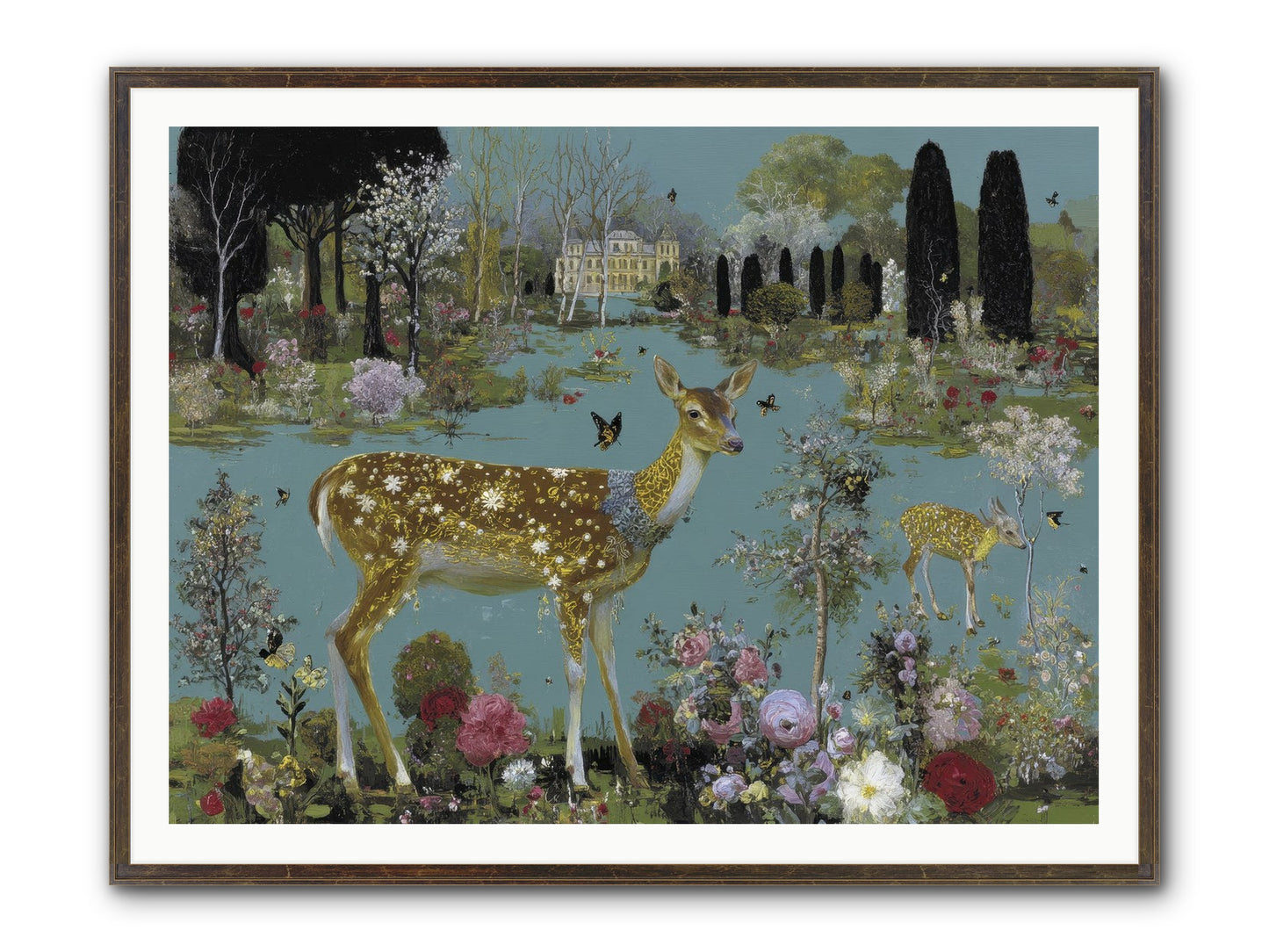 Luminous Whispers Framed Print - Slimwoods Black/Gold 48x36