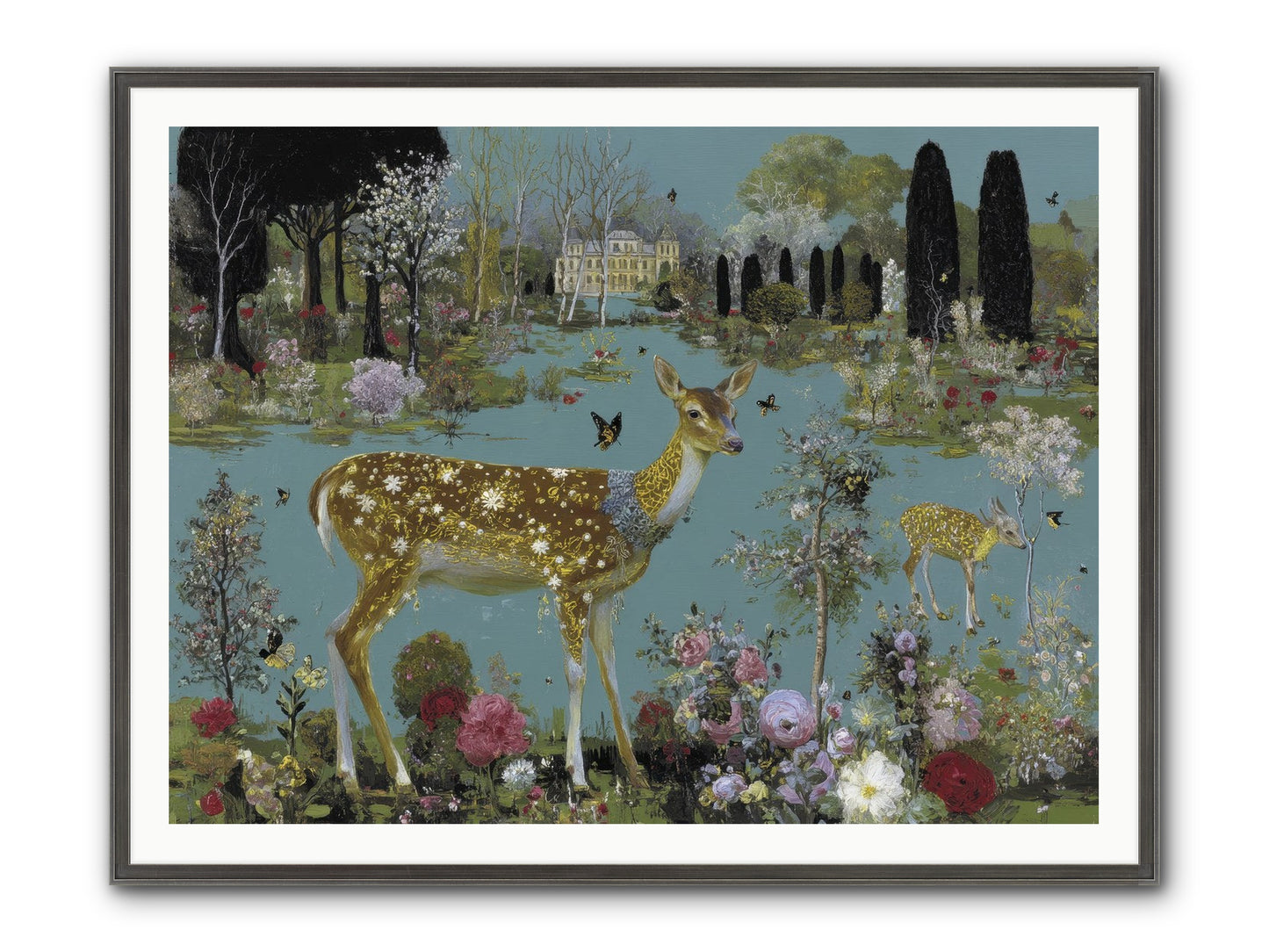 Luminous Whispers Framed Print - Slimwoods Black/Silver 48x36