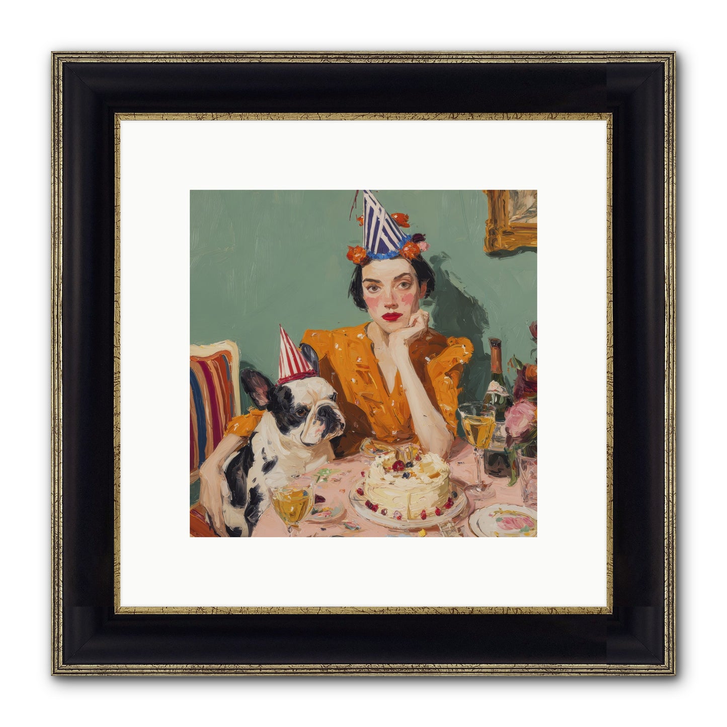 M’Love & Moonbeam Framed Print - Black & Gold 10x10