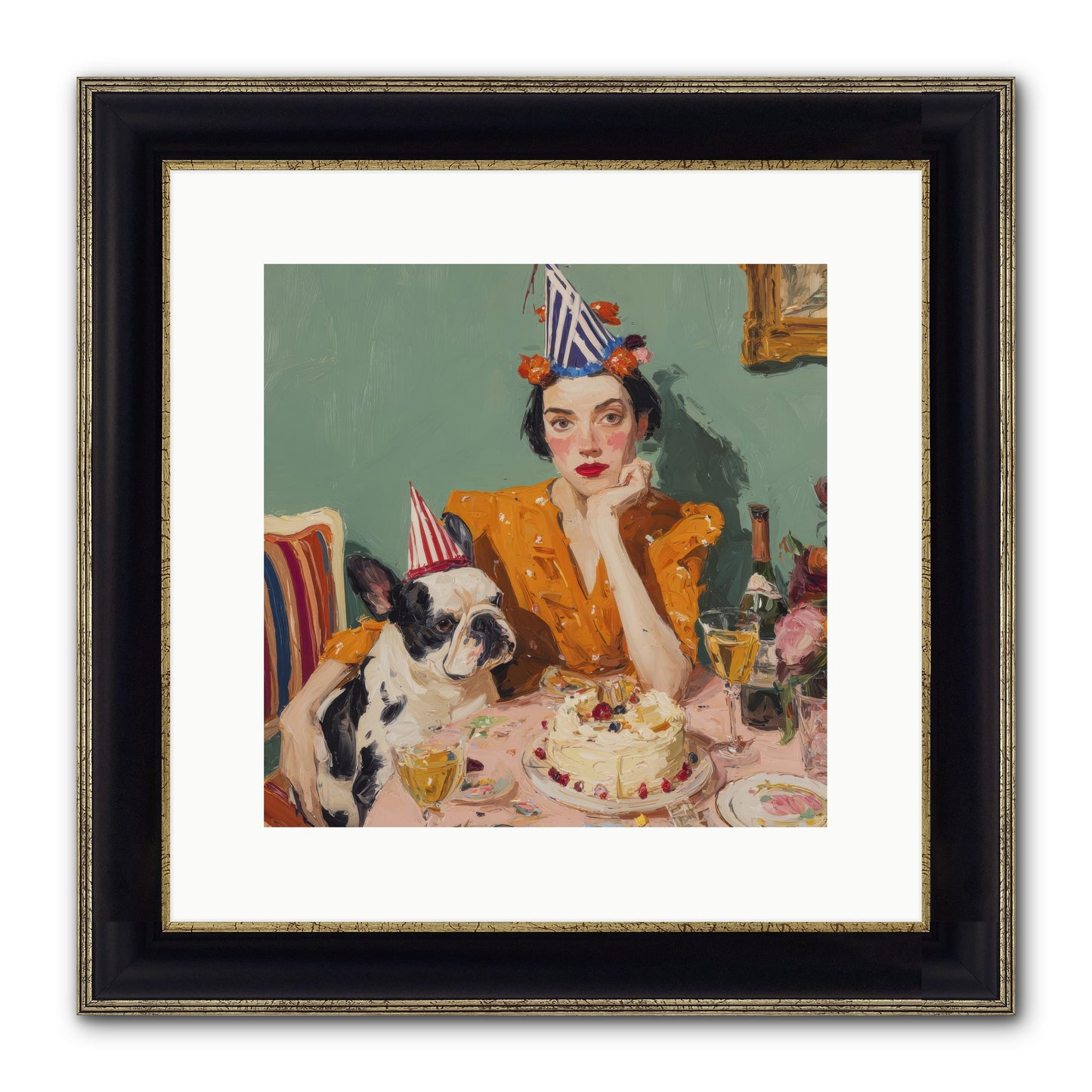 M’Love & Moonbeam Framed Print - Black & Gold 12x12