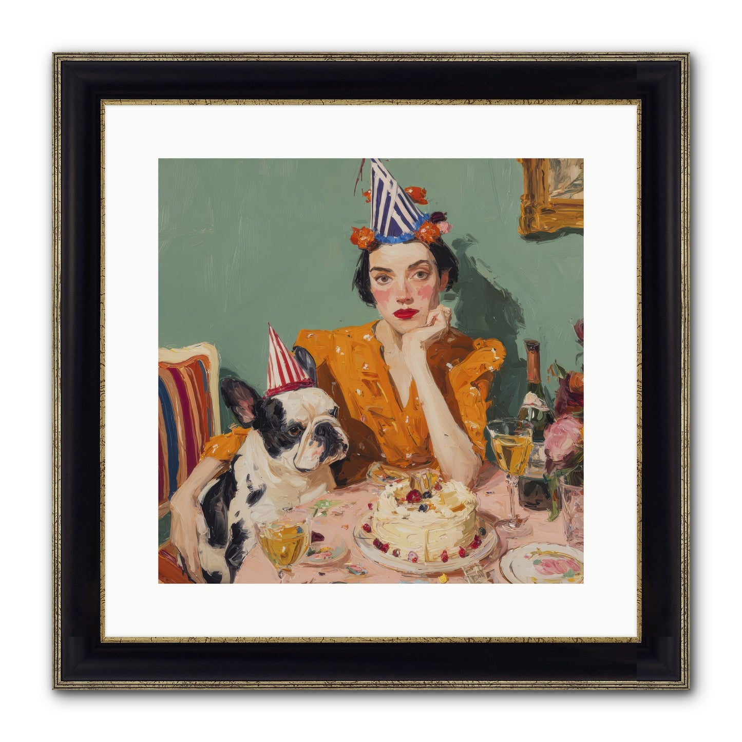 M’Love & Moonbeam Framed Print - Black & Gold 16x16
