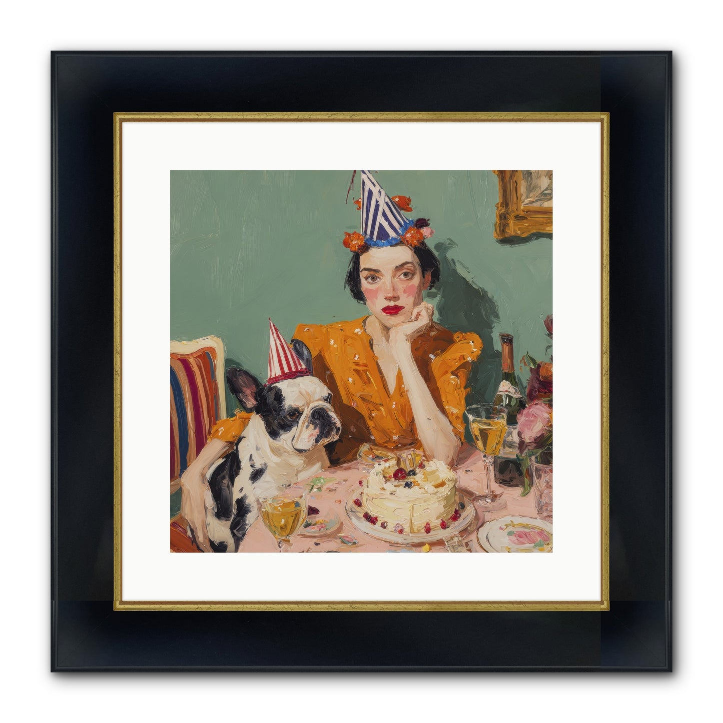 M’Love & Moonbeam Framed Print - Wide Black w/Gold 16x16