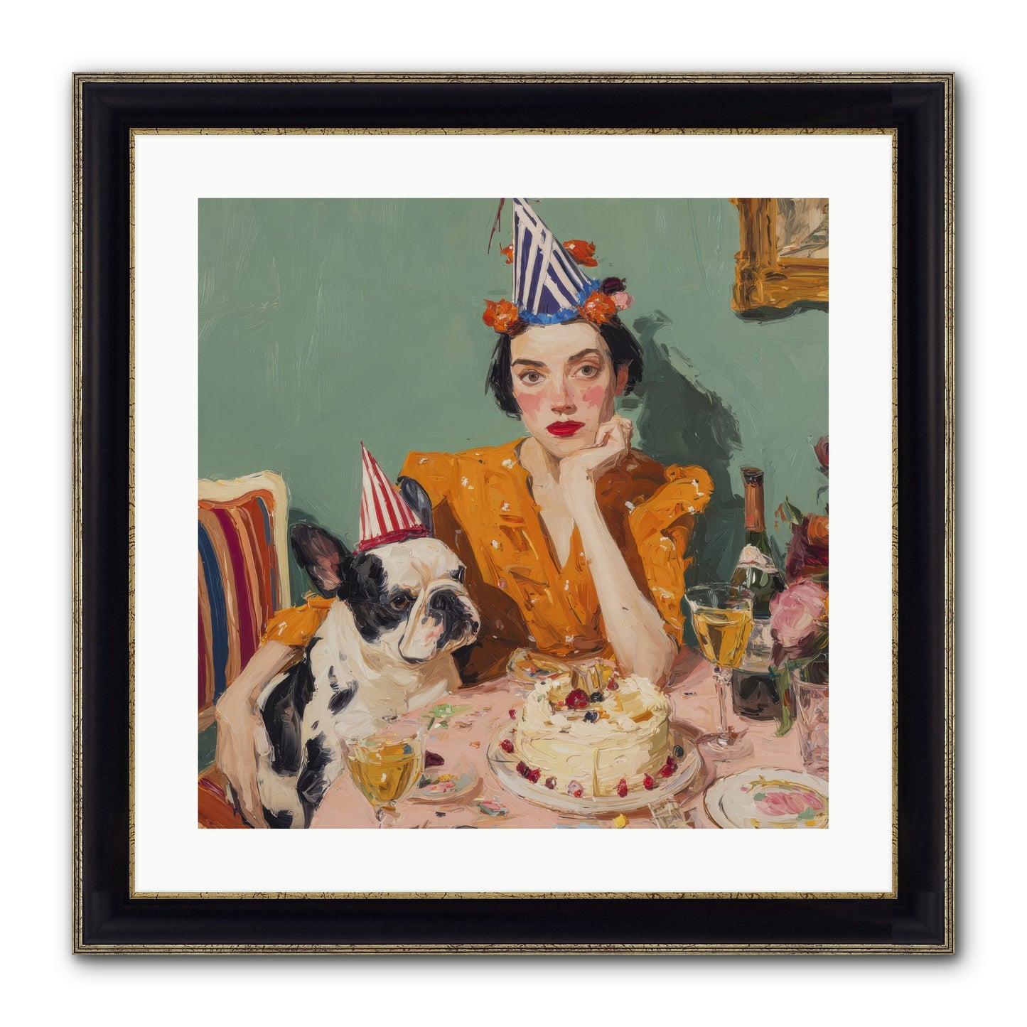M’Love & Moonbeam Framed Print - Black & Gold 20x20