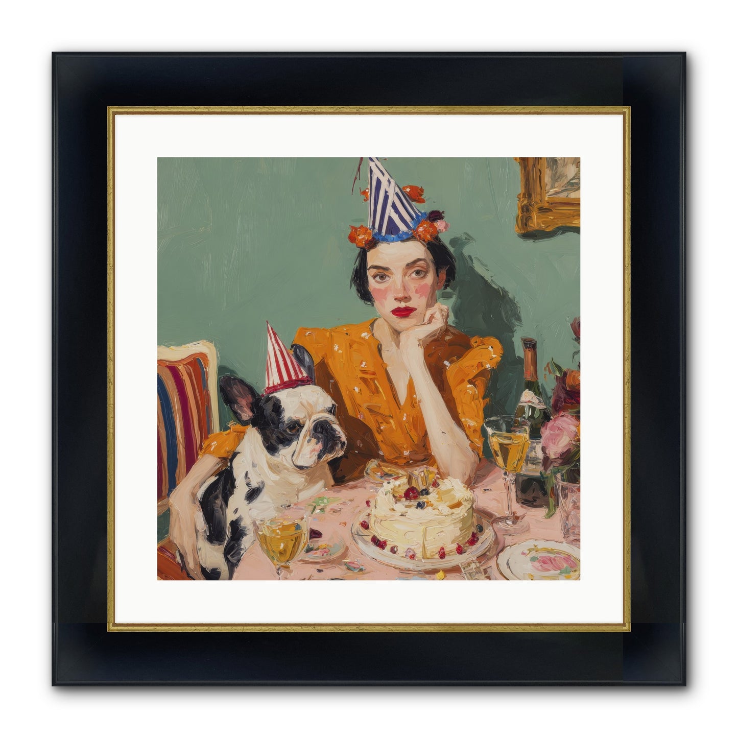 M’Love & Moonbeam Framed Print - Wide Black w/Gold 20x20