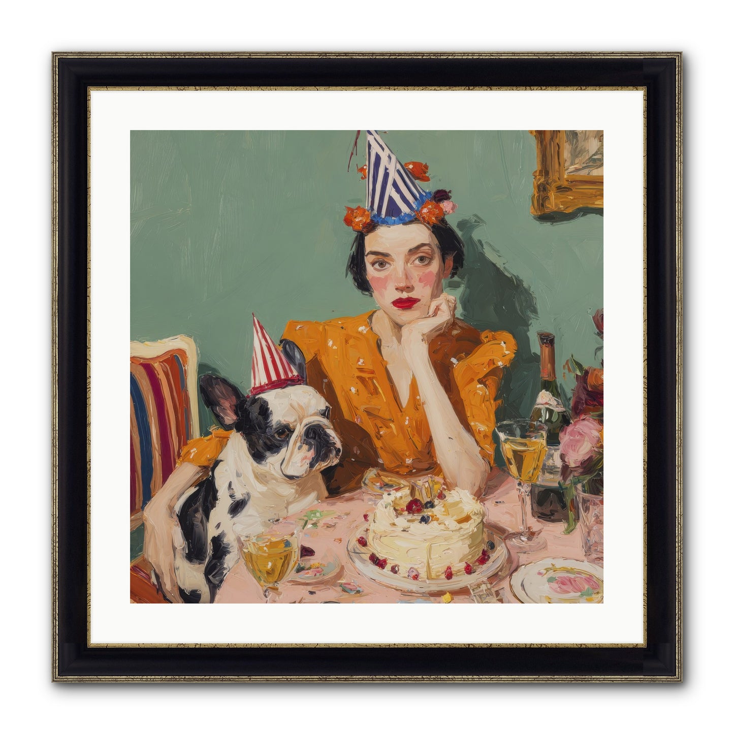 M’Love & Moonbeam Framed Print - Black & Gold 24x24