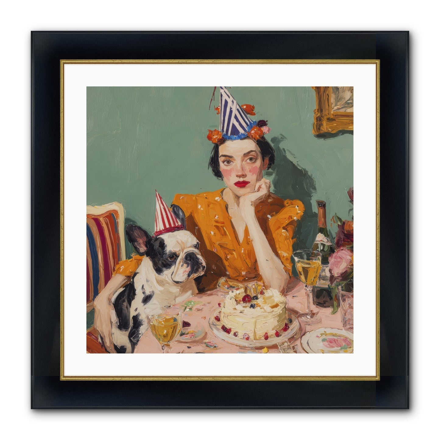 M’Love & Moonbeam Framed Print - Wide Black w/Gold 24x24