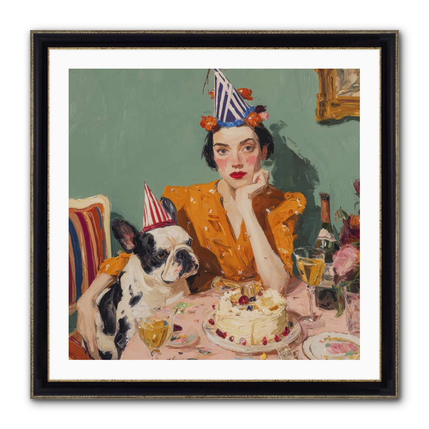 M’Love & Moonbeam Framed Print - Black & Gold 30x30