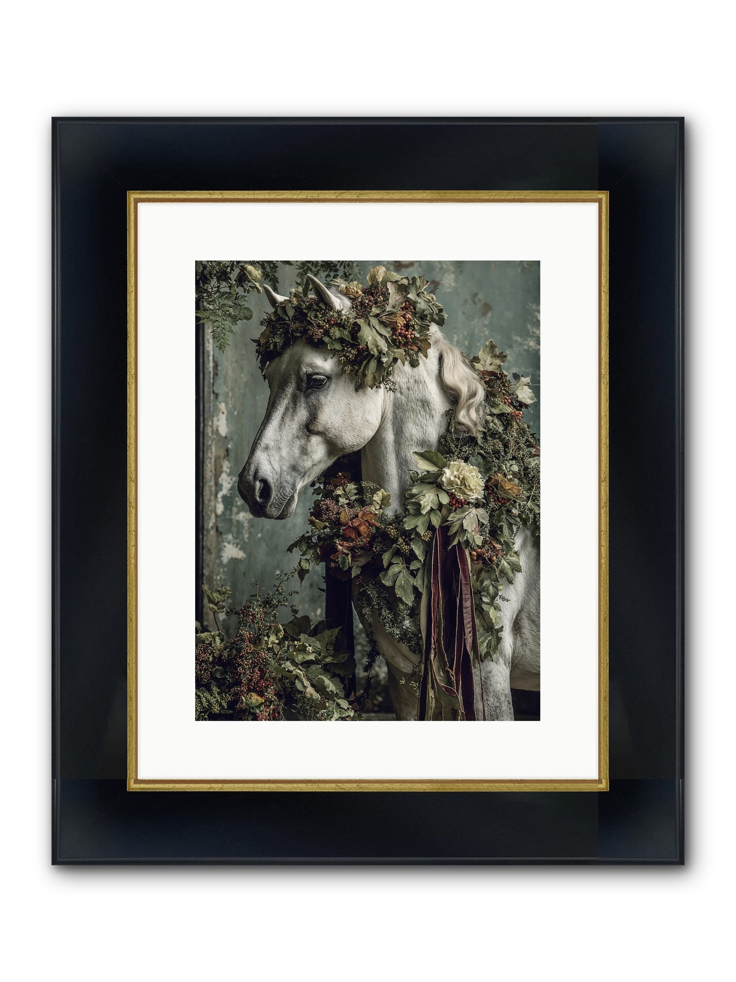 Madrigal Framed Print - Wide Black w/Gold 12x16