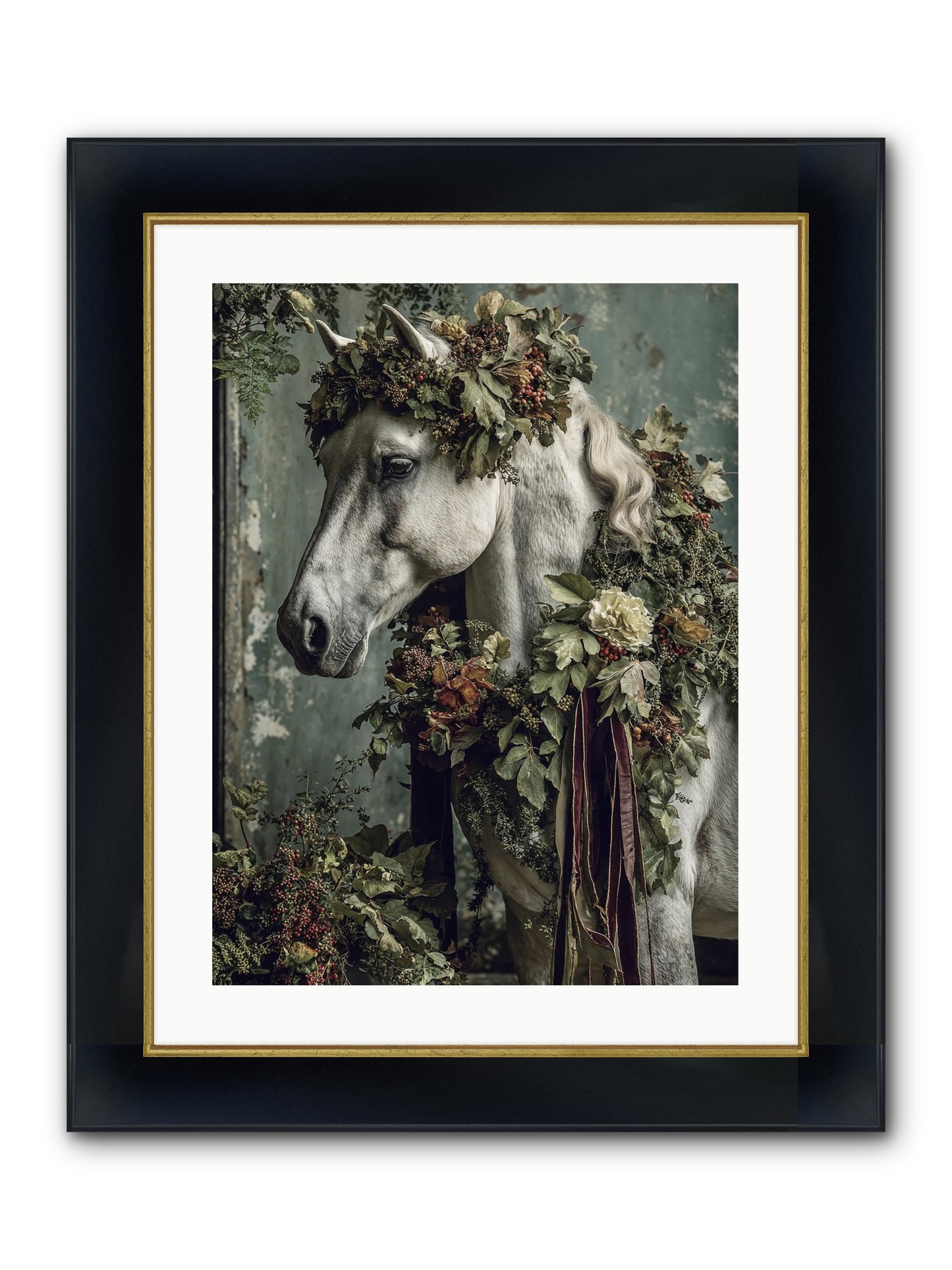 Madrigal Framed Print - Wide Black w/Gold 18x24