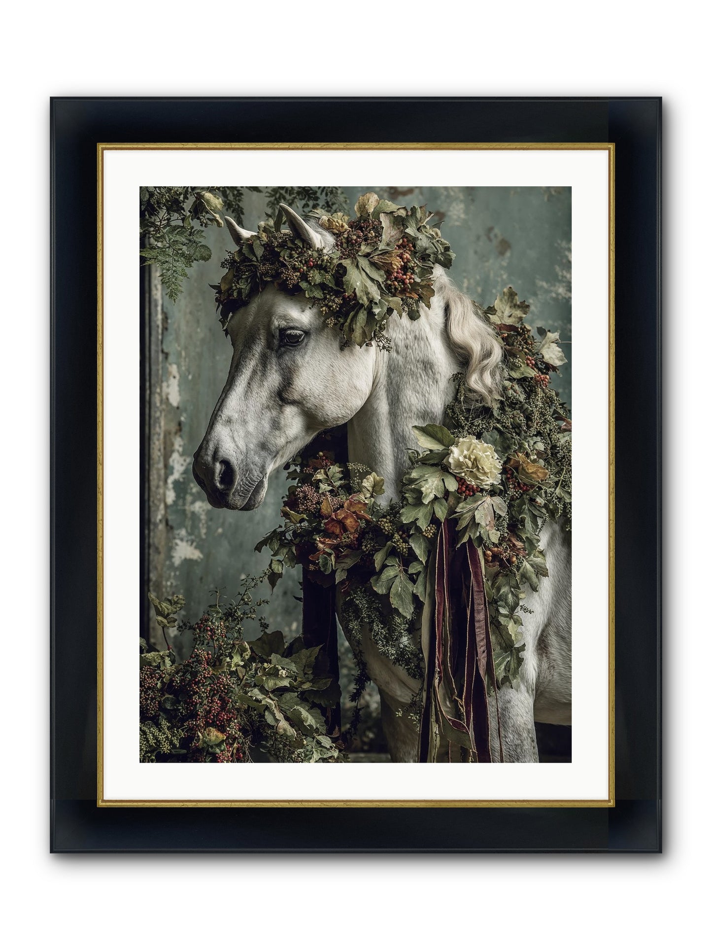 Madrigal Framed Print - Wide Black w/Gold 24x32